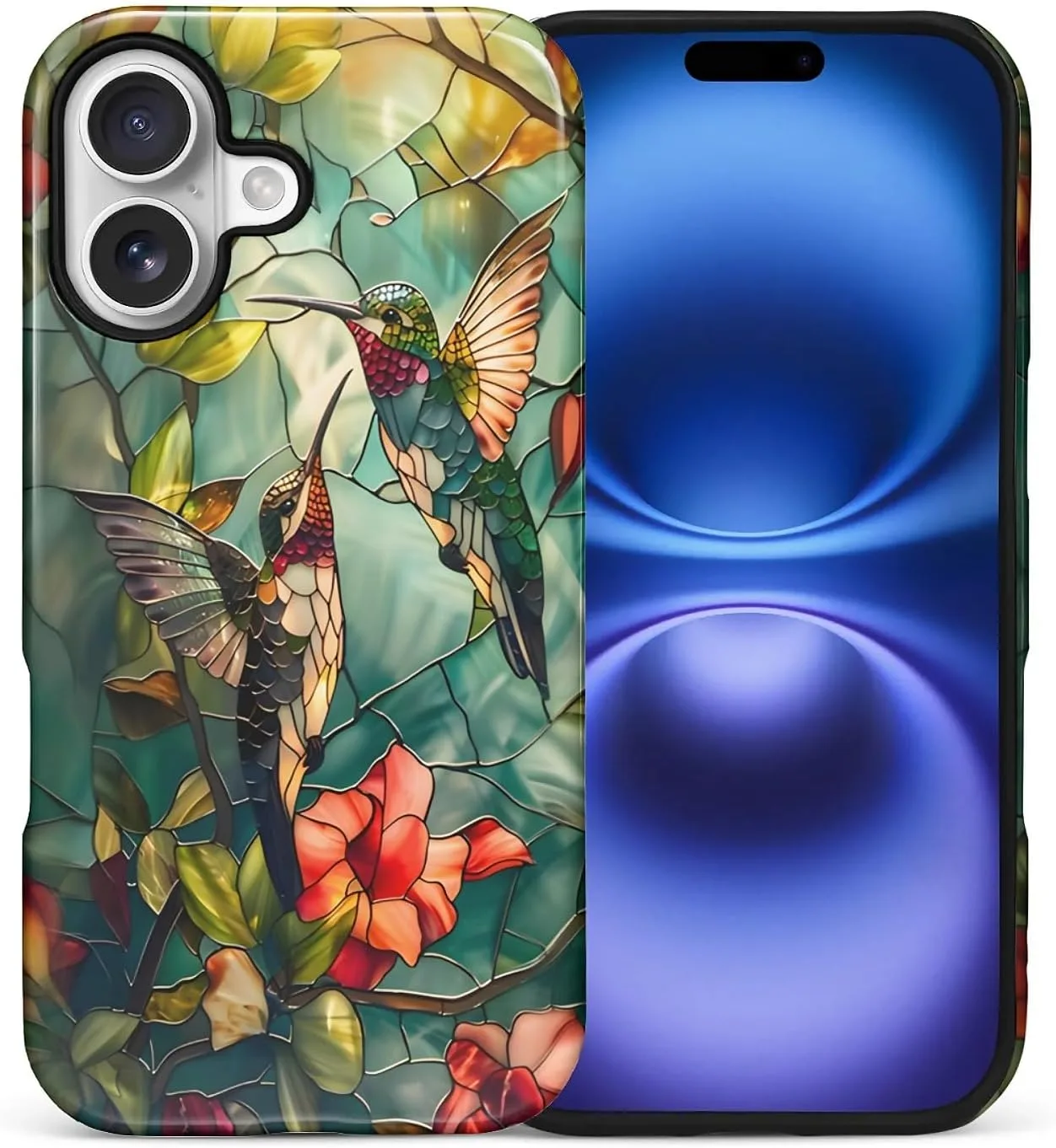 DAIZAG Case for iPhone 17,Mixed 2 Layer Design Shockproof Soft TPU Ddouble Protection Phone Case for iPhone 17-Gorgeous Hummingbird