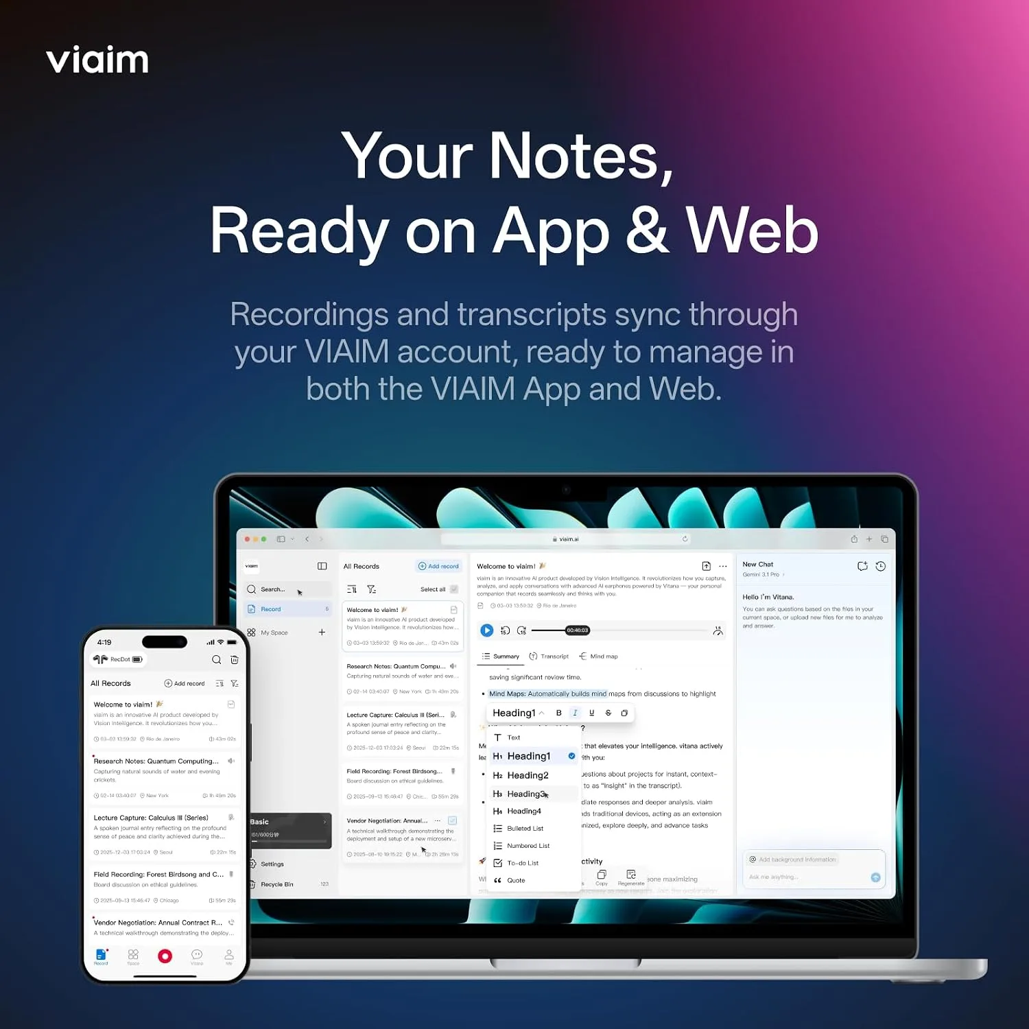 RecDot AI Voice Recorder Earbuds, AI Note Taker for Meetings & Calls