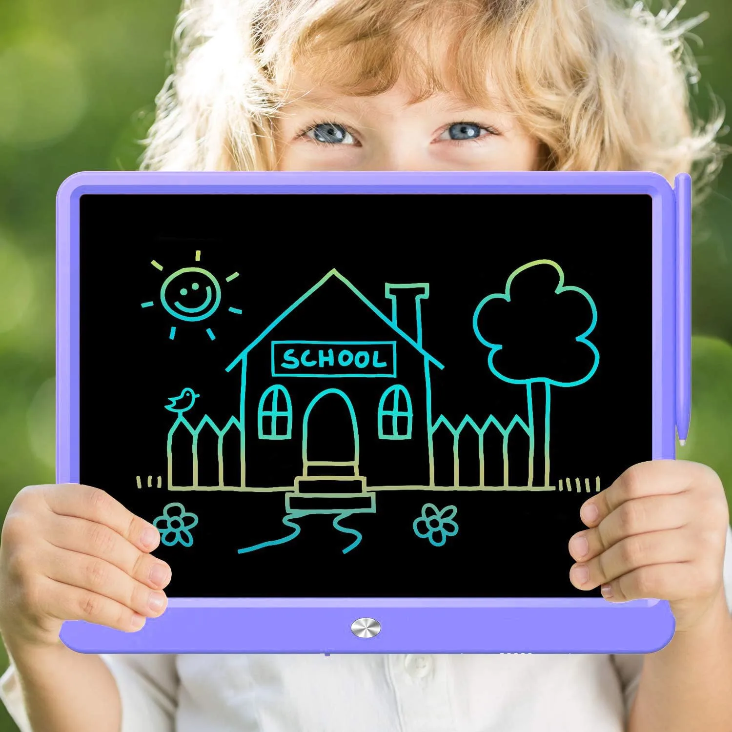 FLUESTON LCD Writing Tablet, Doodle Board Toys Gifts for 3-8 Year Old Girls Boys, 12 Inch Colorful Electronic Board Drawing Pad for Kids, Christmas Gifts for Toddler Educational Learning Travel,Purple