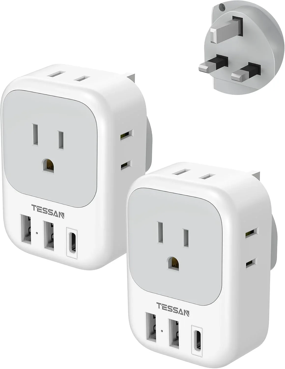 TESSAN UK Adapters for Travel, Type G Adaptor, 2 Pack