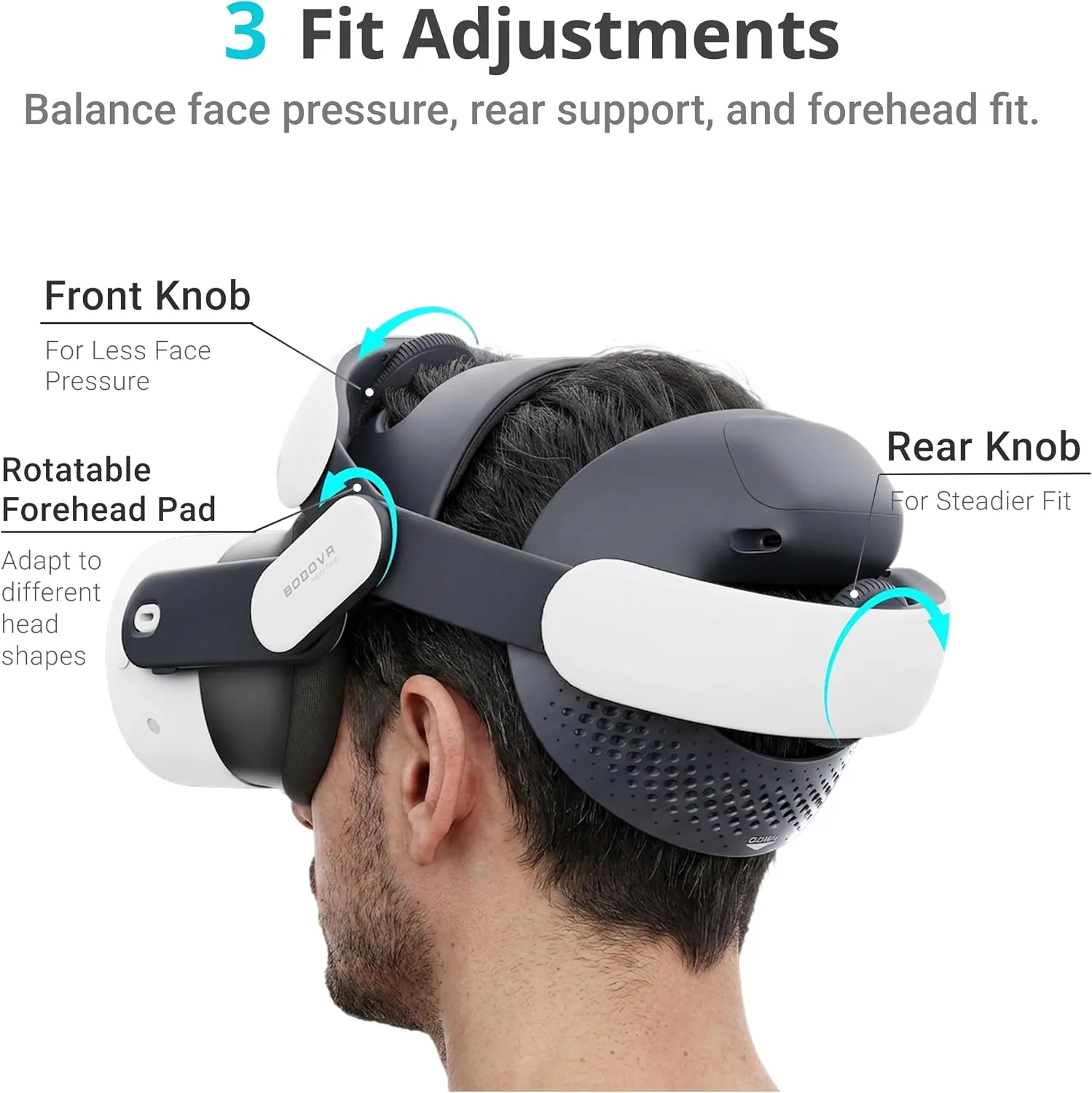 BOBOVR M3 Head Strap Compatible with Quest 3/3S, Dual-Mode VR Strap with Halo and Elite Fit Modes, Front and Rear Adjustment Knobs, Reduced Face Pressure, Stable Fit for Active Games