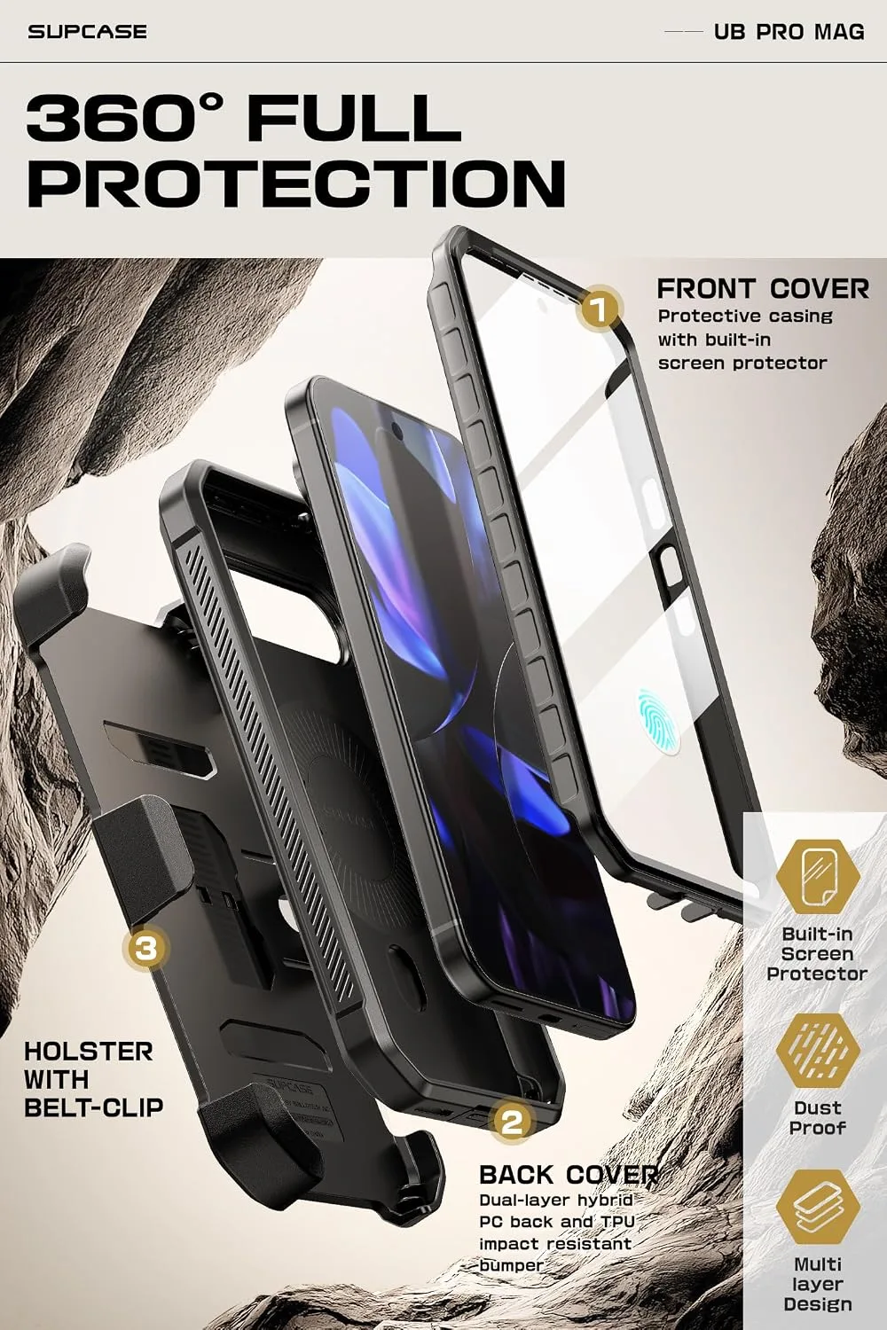 SUPCASE for Google Pixel 9/9 Pro Case, Compatible with MagSafe, Black