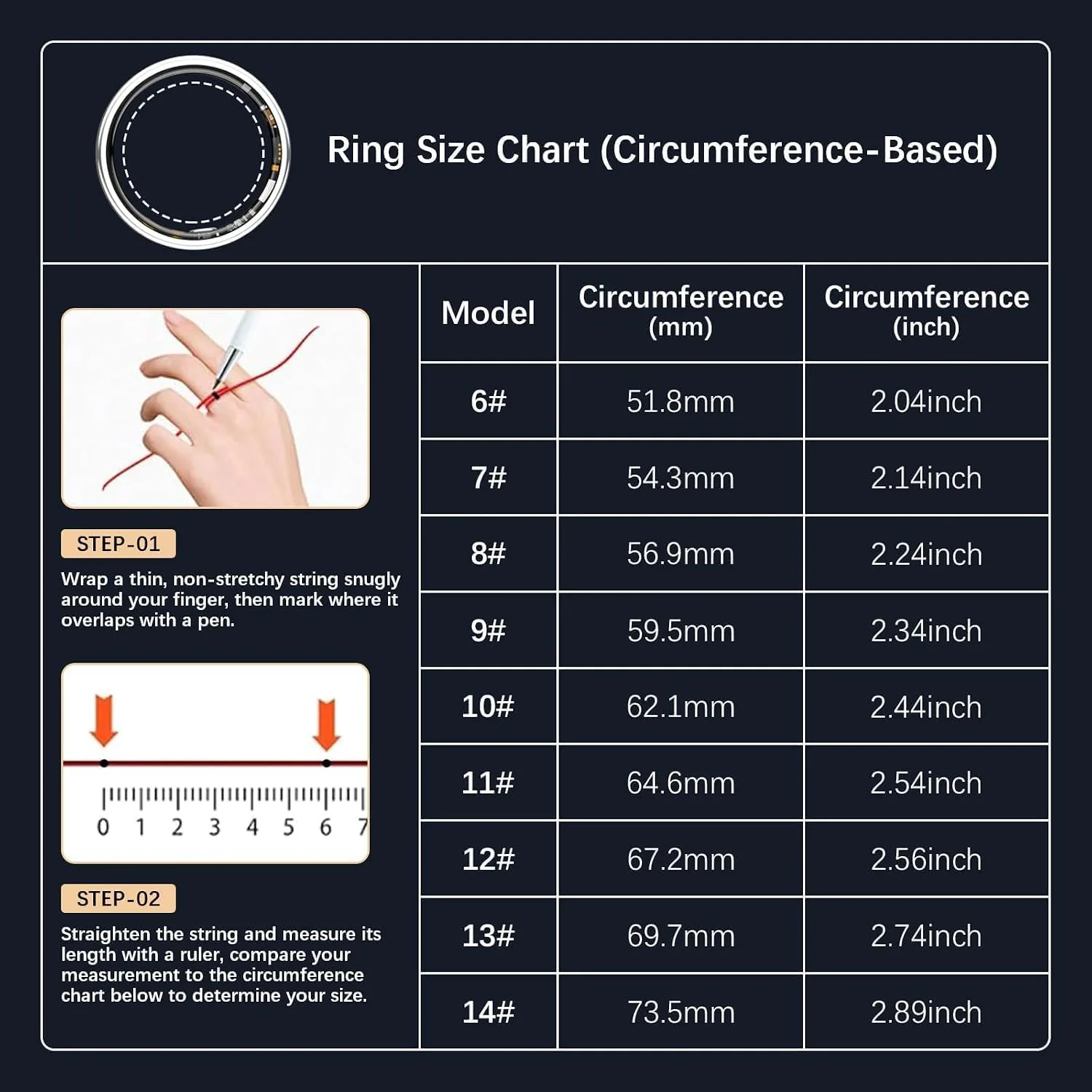 Smart Rings for Women Men, Fitness Ring with Heart Rate, Blood Oxygen, HRV, Stress, Sleep Tracker, Step Tracker, No Subscription Fee, lP68 Waterproof Smart Ring for iPhone & Android (Silver 7#)