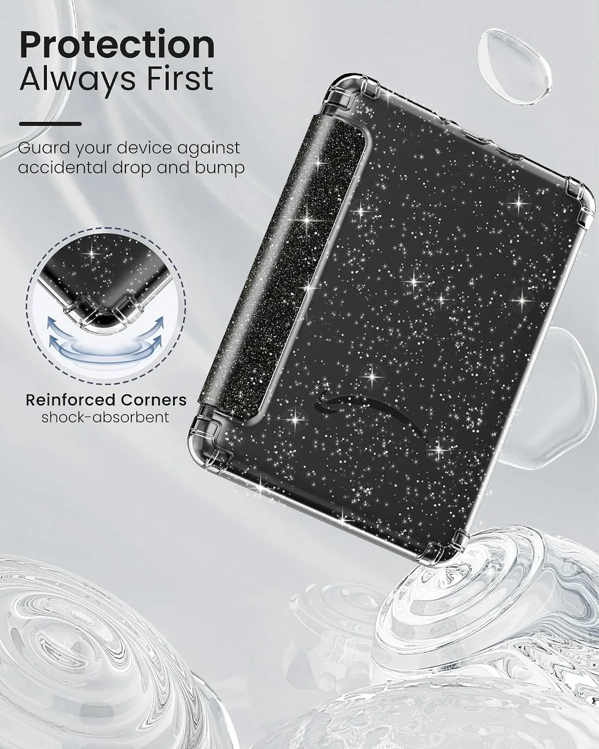 MoKo Case for 7" Kindle Paperwhite 12th Gen & Colorsoft 2024, Glitter Black