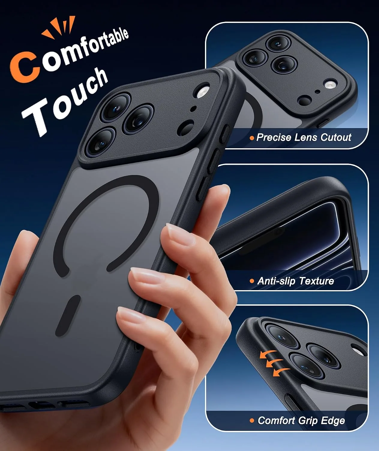 FNTCASE for iPhone 18 Pro Max / 17 Pro Max Case Fit for MagSafe Black