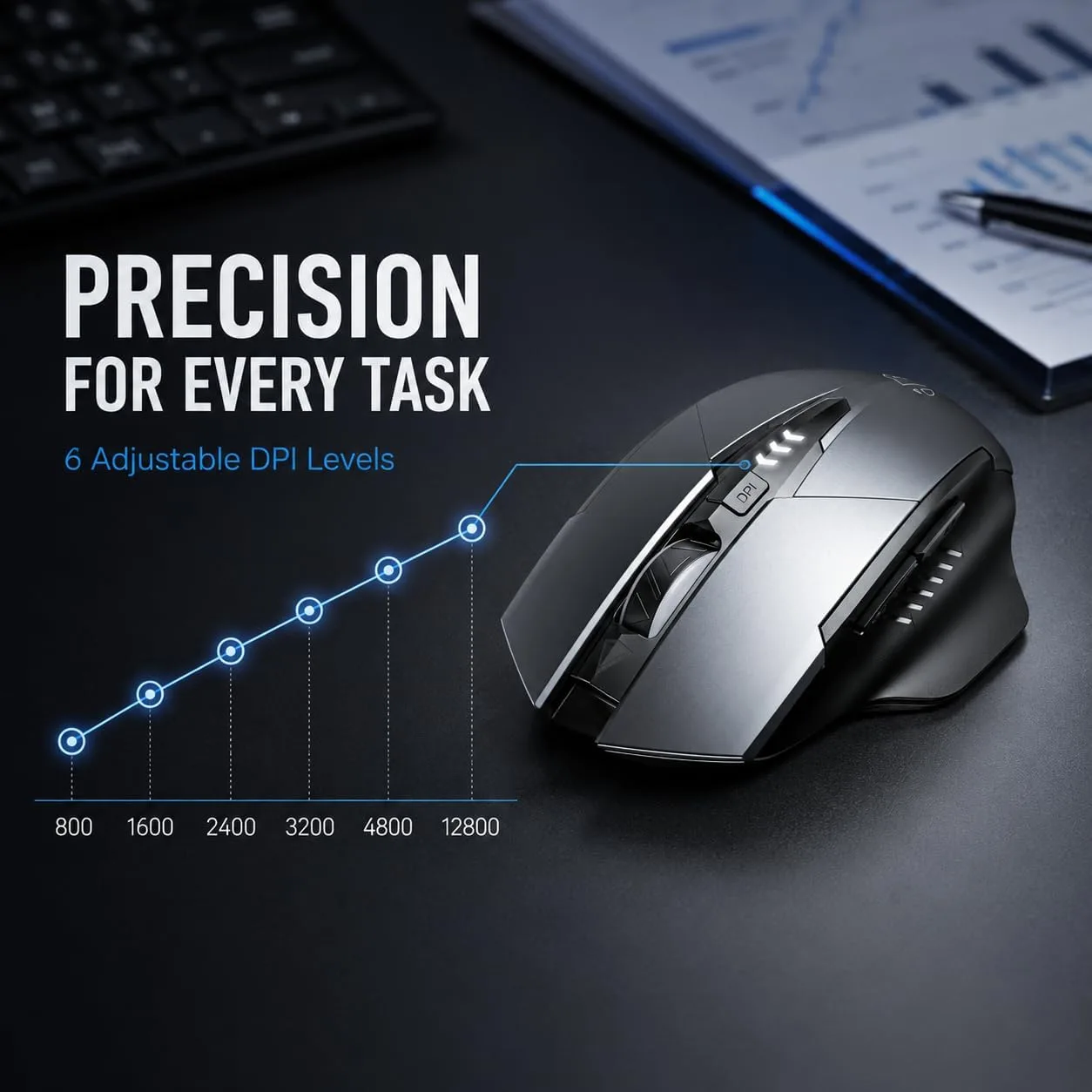 INPHIC Bluetooth Mouse Wireless, Tri-Mode, Upgraded Visible Battery