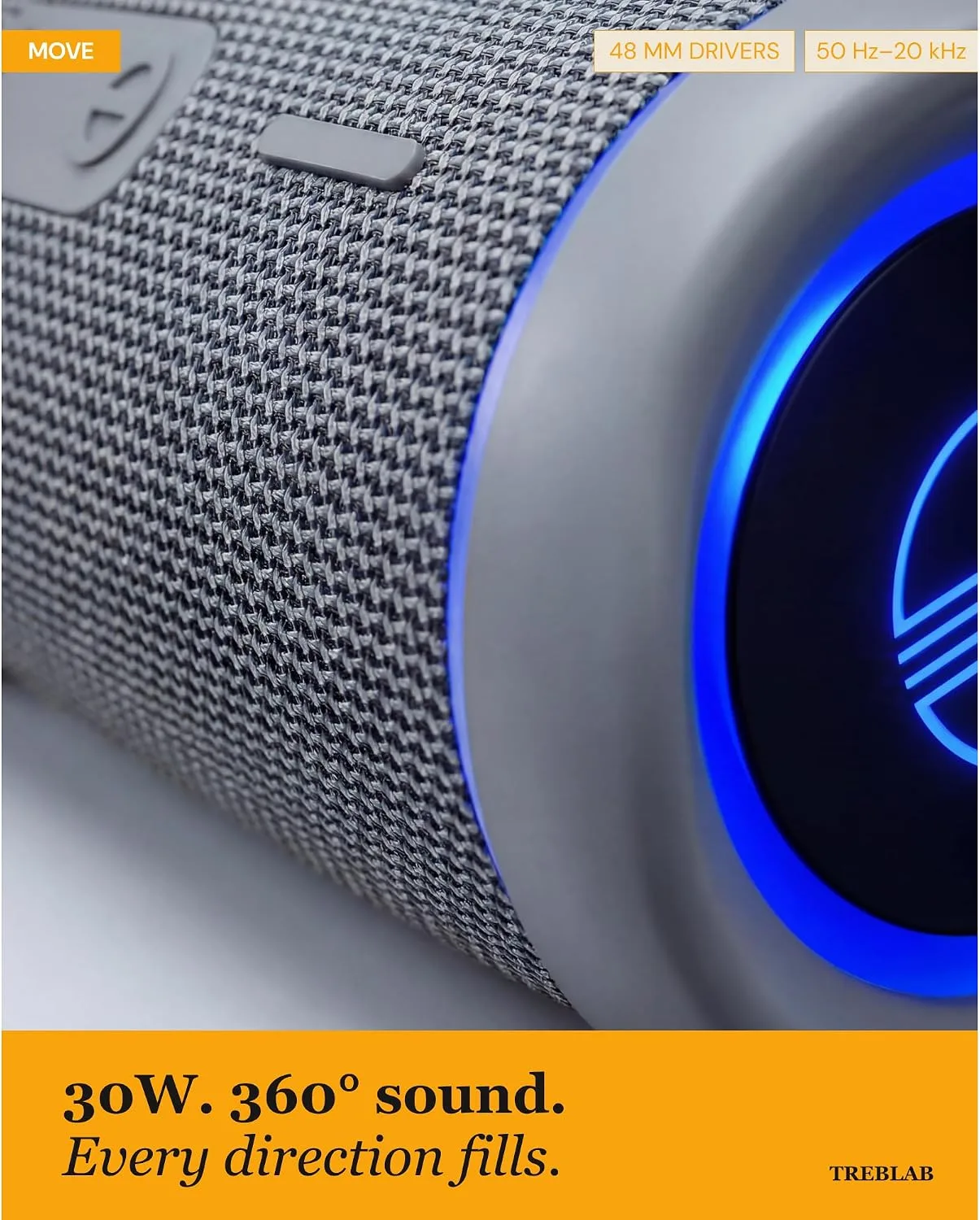 TREBLAB HD77 Waterproof Bluetooth Speaker, 30W Deep Bass, RGB Light, 20H