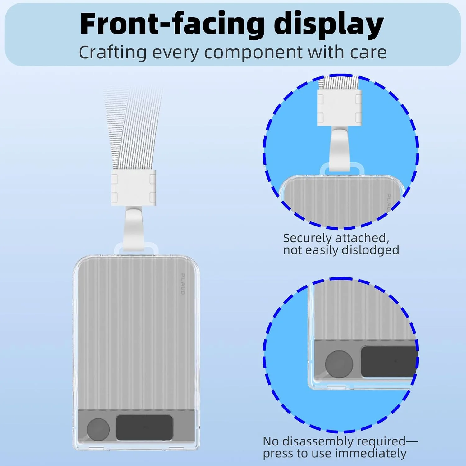 Magnetic PC Card Holder for Plaud Note & Note Pro (2025) with Detachable Lanyard, with Carabiner & Opening Tool, Ideal for Work, Office, Travel (Clear)