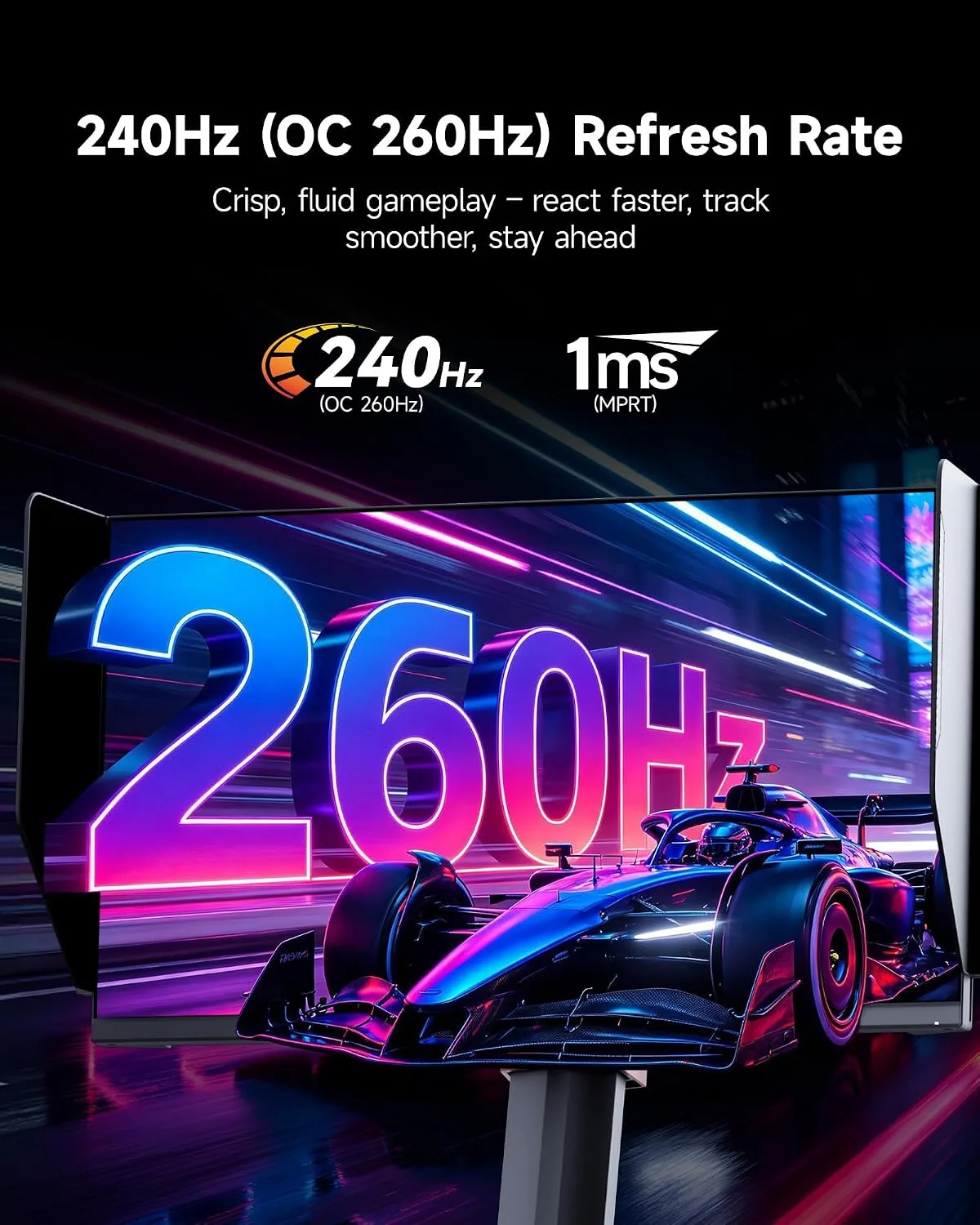 KTC 24 Inch Gaming Monitor, 2K 240Hz (oc 260Hz) Monitor Fast IPS, 24M1