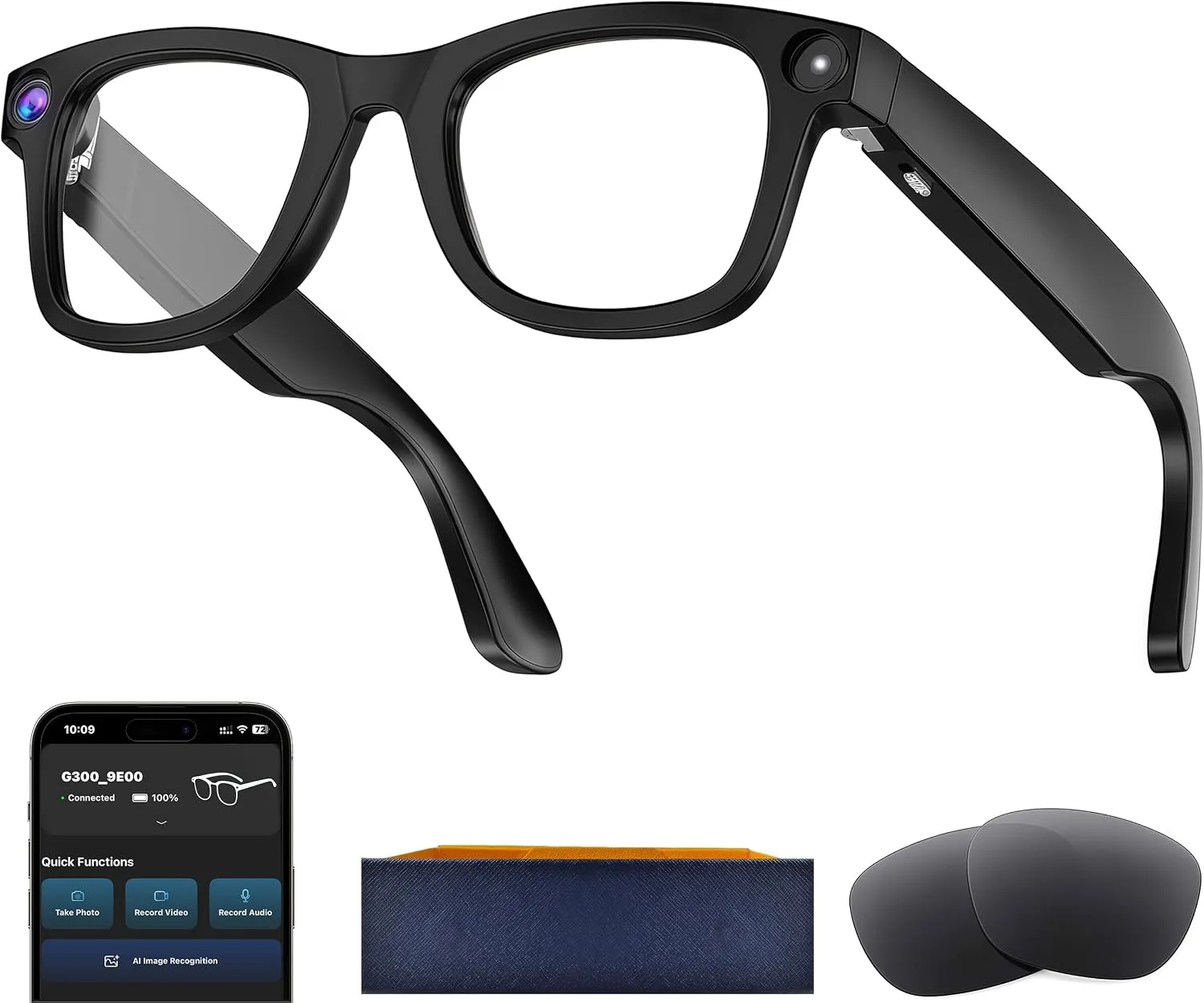 AI Smart Glasses with Camera, 8MP HD Bluetooth Camera Glasses for Women&Men