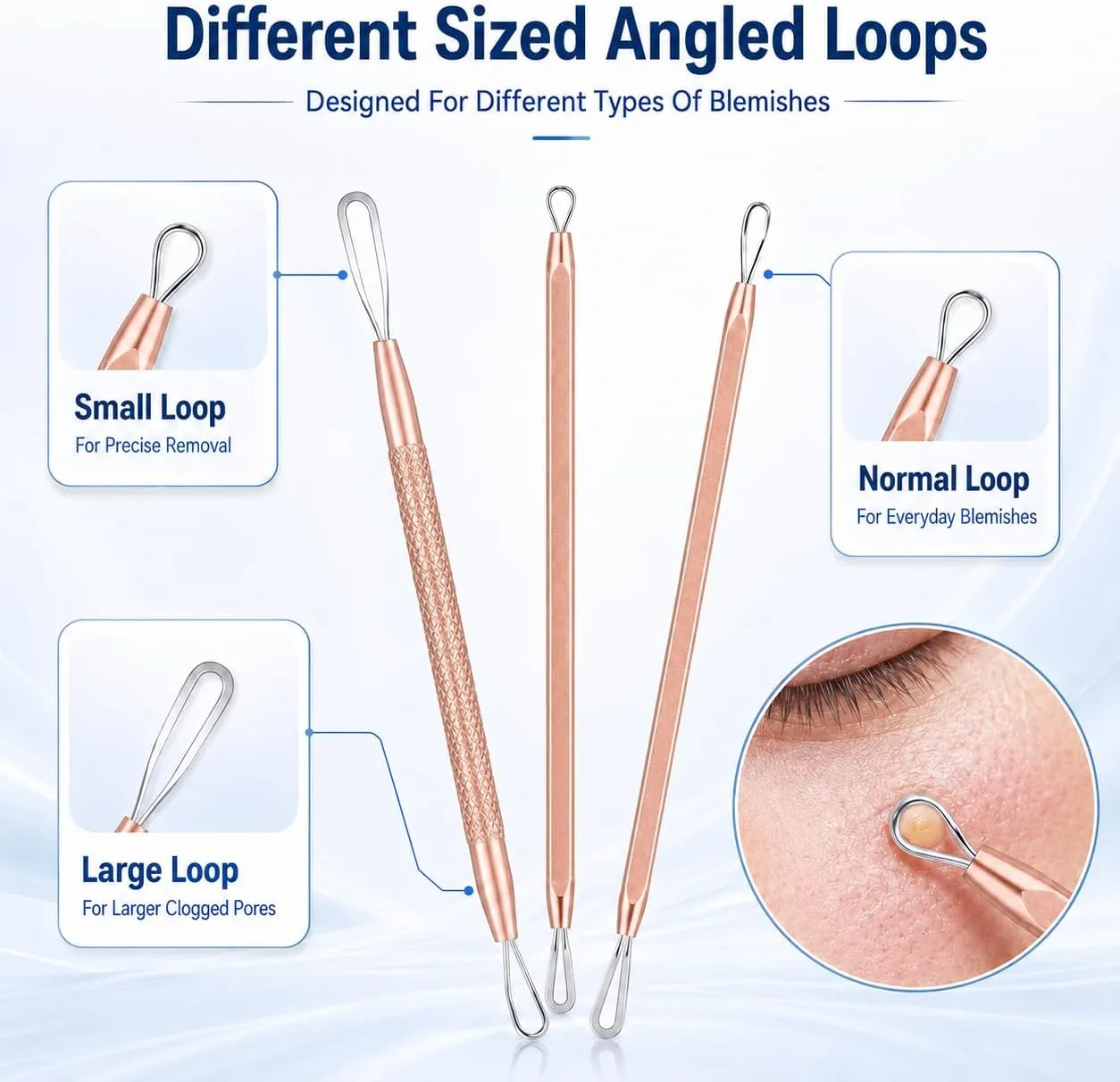Pimple Popper Tool Kit, MENOLY 10 Pcs Blackhead Remover Comedone Extractor Acne Removal Kit for Blemish, Whitehead Popping,Zit Removing for Nose Face Tools with a Leather Bag (Rose Gold)
