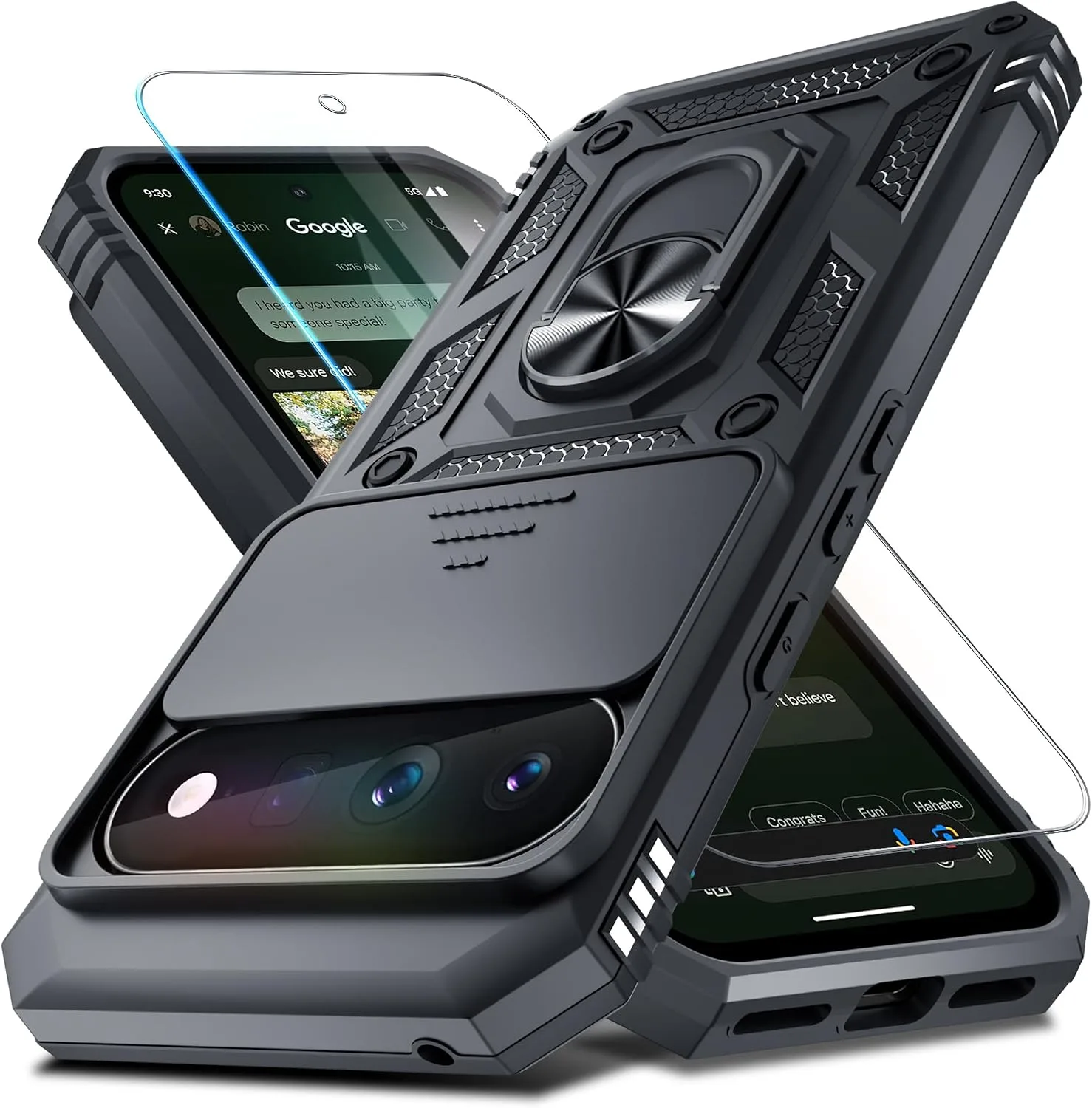 for Google Pixel 11/11 Pro Case Built in Slide Camera Cover,Black