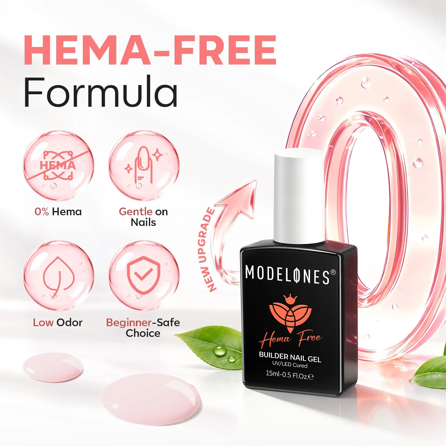 modelones Builder Nail Gel Barely Pink HEMA-Free Builder Color Gel Polish