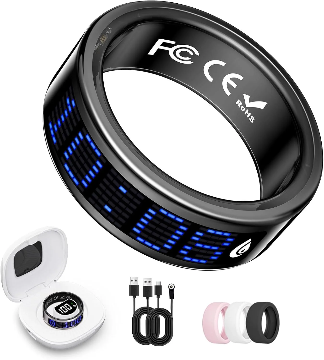 Smart Ring Fitness & Health Tracker with Display Screen for Men Women