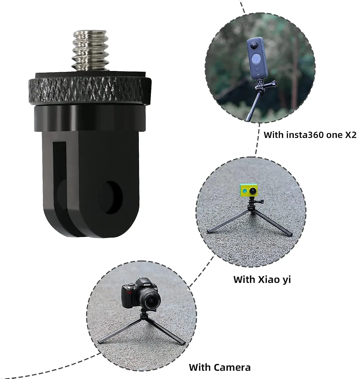 1/4 Inch Aluminum Metal Camera Mount Adapter, Conversion Camera Tripod Mount Compatible with GoPro Hero 13/12/11/10/9/8 Black,DJI Action 6/5 Pro/4/3 and More Action Cameras 1/4 Accessories（2 Packs）
