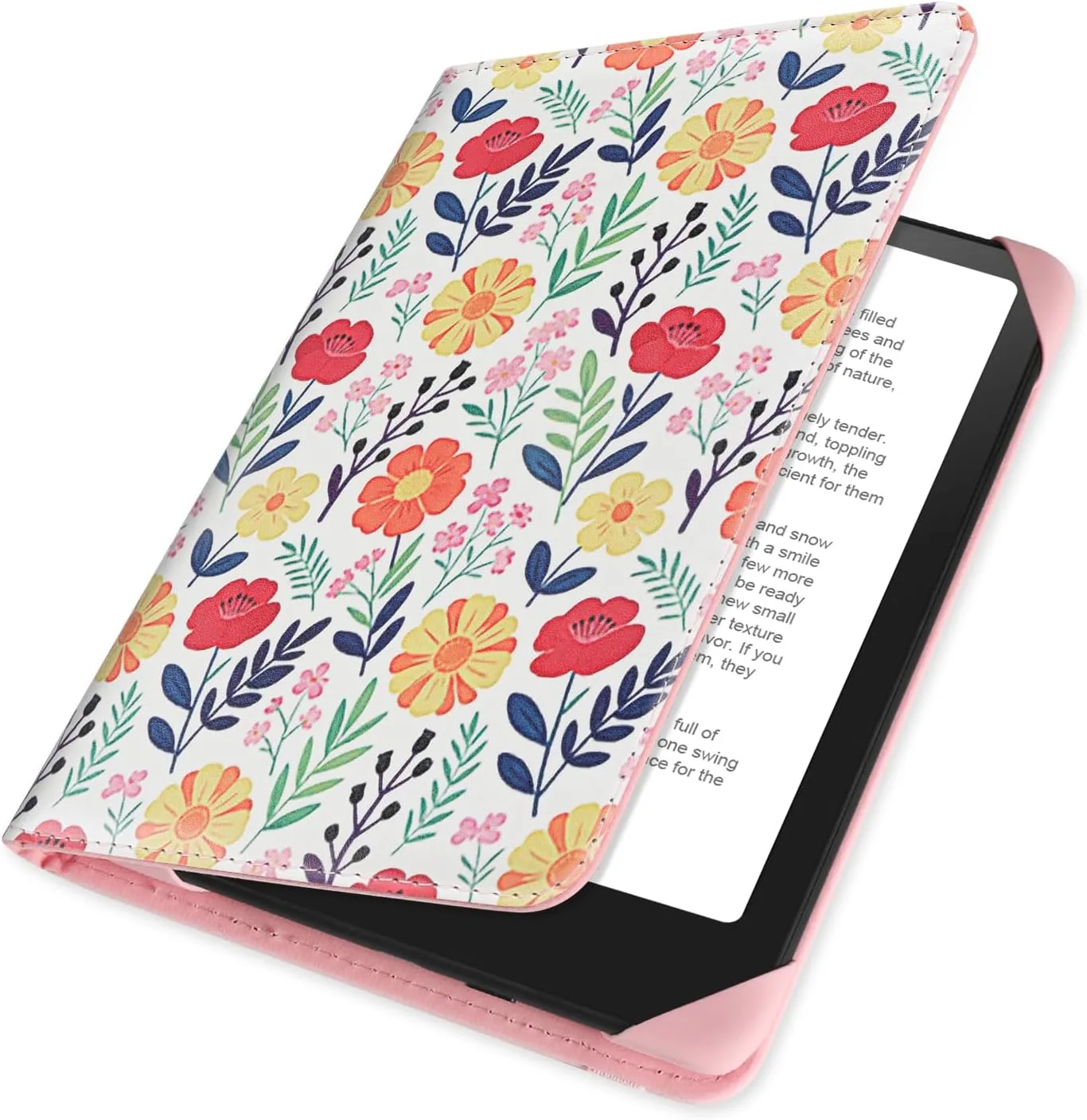 HoYiXi Universal Case for 6 inch Kindle eReader Compatible with Paperwhite(2015/2018)/Pocketbook and Tolino/Kobo Clara HD,6" eReader Protective Case Cover Elastic Rope,Flowers 2