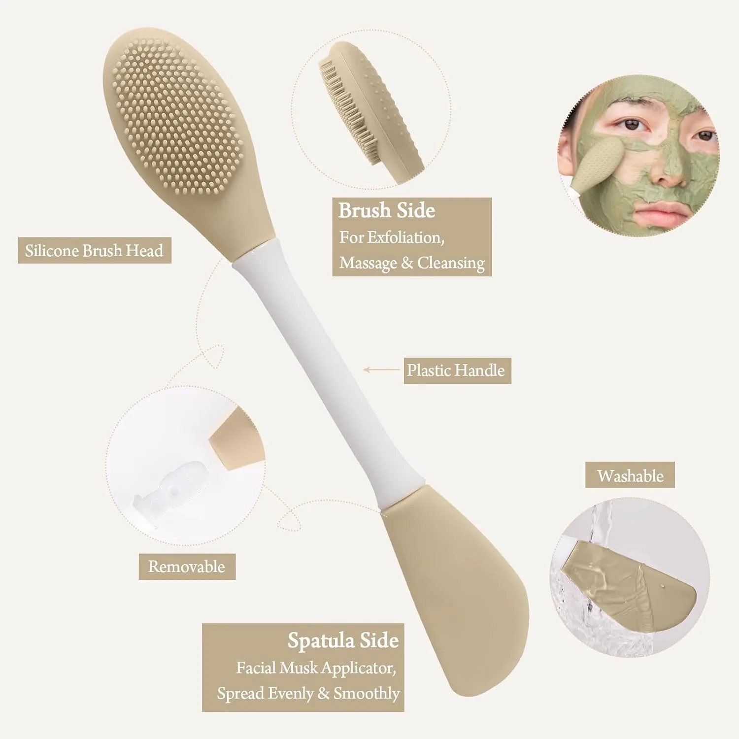 Real Perfection Gua Sha Facial Tools Face Roller for Wrinkles Jade Roller and Gua Sha Set, Scrubber Pore Brush Headband Skin Care Tools for Travel Skincare Routine Massaging Reducing Puffiness - White