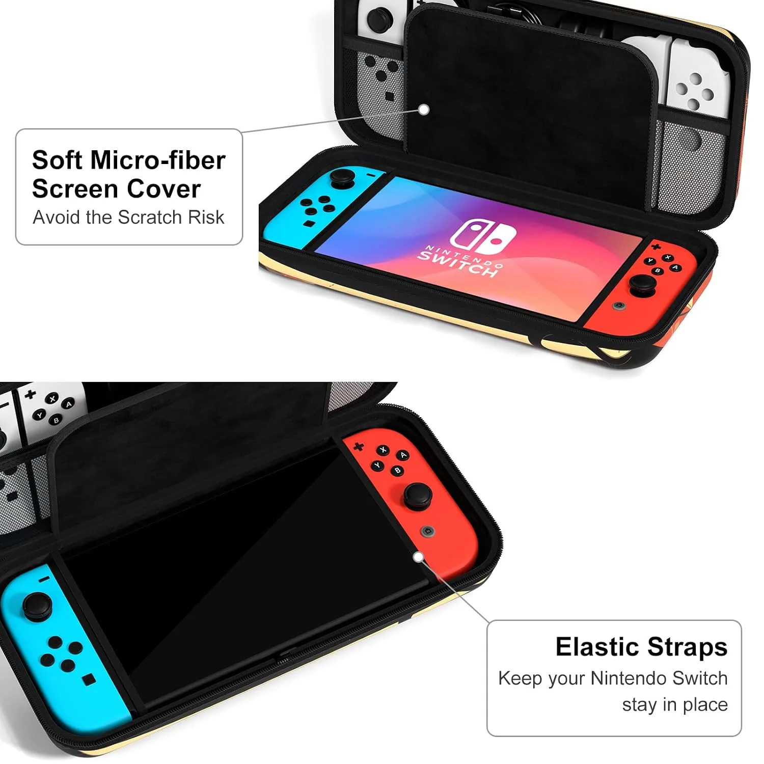 NPOOYI Carrying Case for Nintendo Switch OLED 2021/2017, Hard Shell Cover