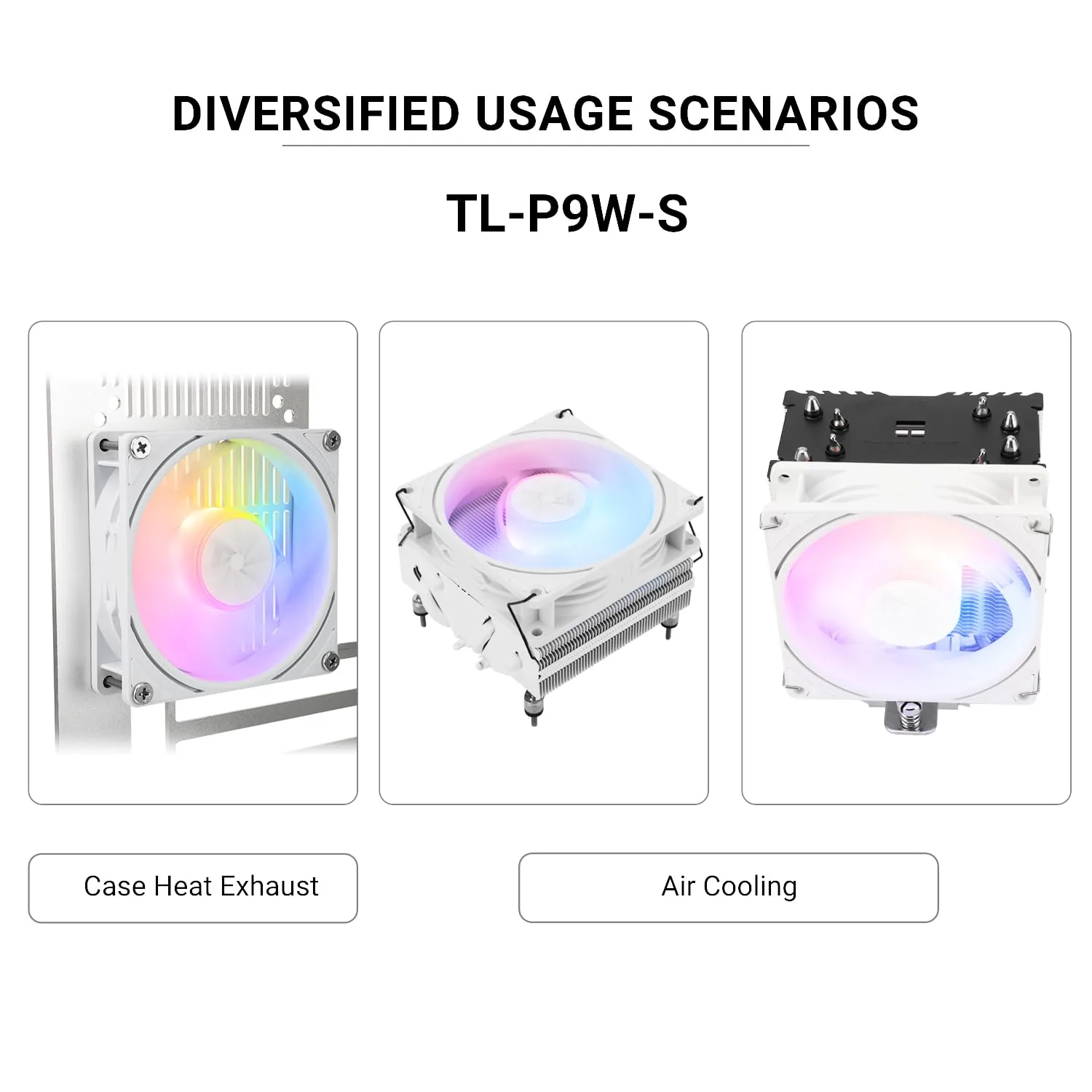 Thermalright TL-P9W-S CPU Fan, Computer Case ARGB Fan Quiet 4PIN PWM PC Cooling, High Performance 92mm Silent Cooler, 2200RPM Speed, CPU Cooling (White)