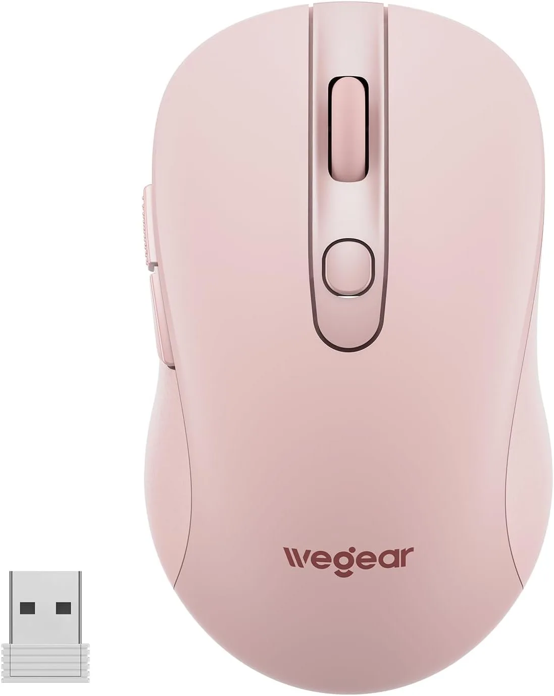 mouse inalámbrico wegear USB 2.4GHz para laptop y PC color rosa