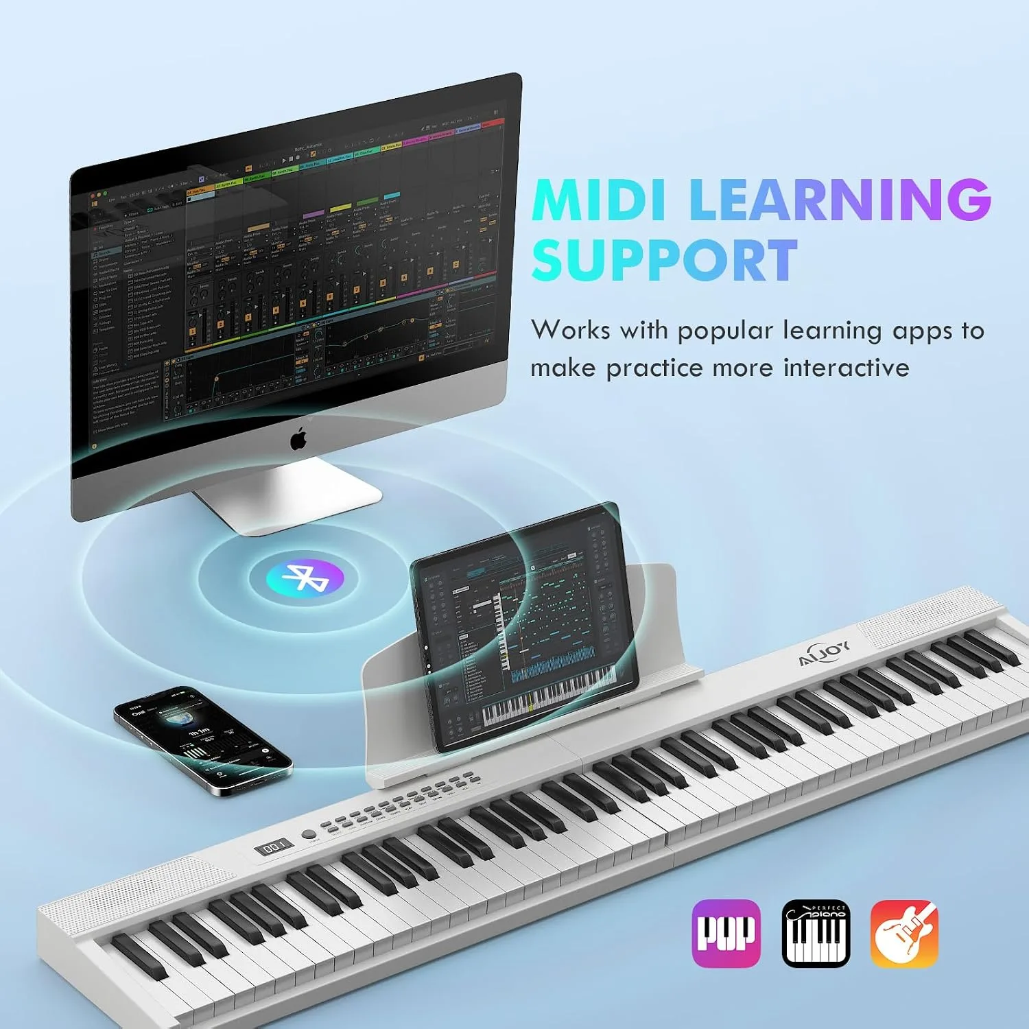 AiJoy 88-Key Portable Piano Keyboard, Magnetic Semi-Weighted Digital Piano