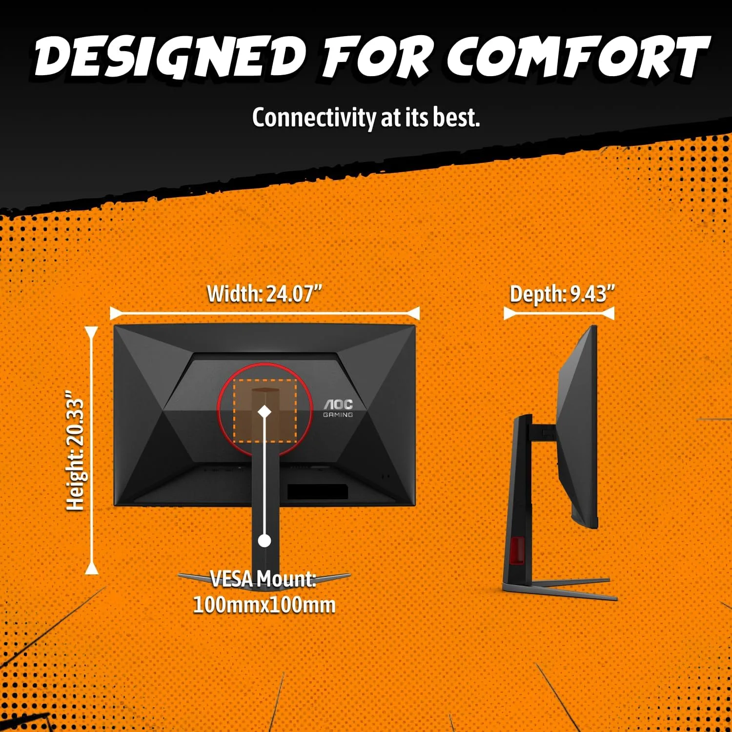 AOC 27 Inch Curved Gaming Monitor FHD 280Hz VA 0.3ms HDR, C27G4ZH