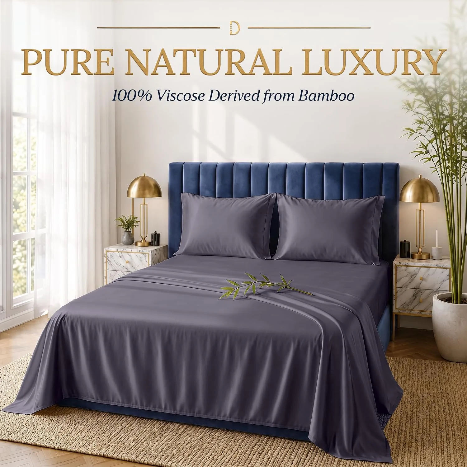 DECOLURE 100% Viscose from Bamboo Sheets Twin Size | 3 Pc Cooling Bed Set