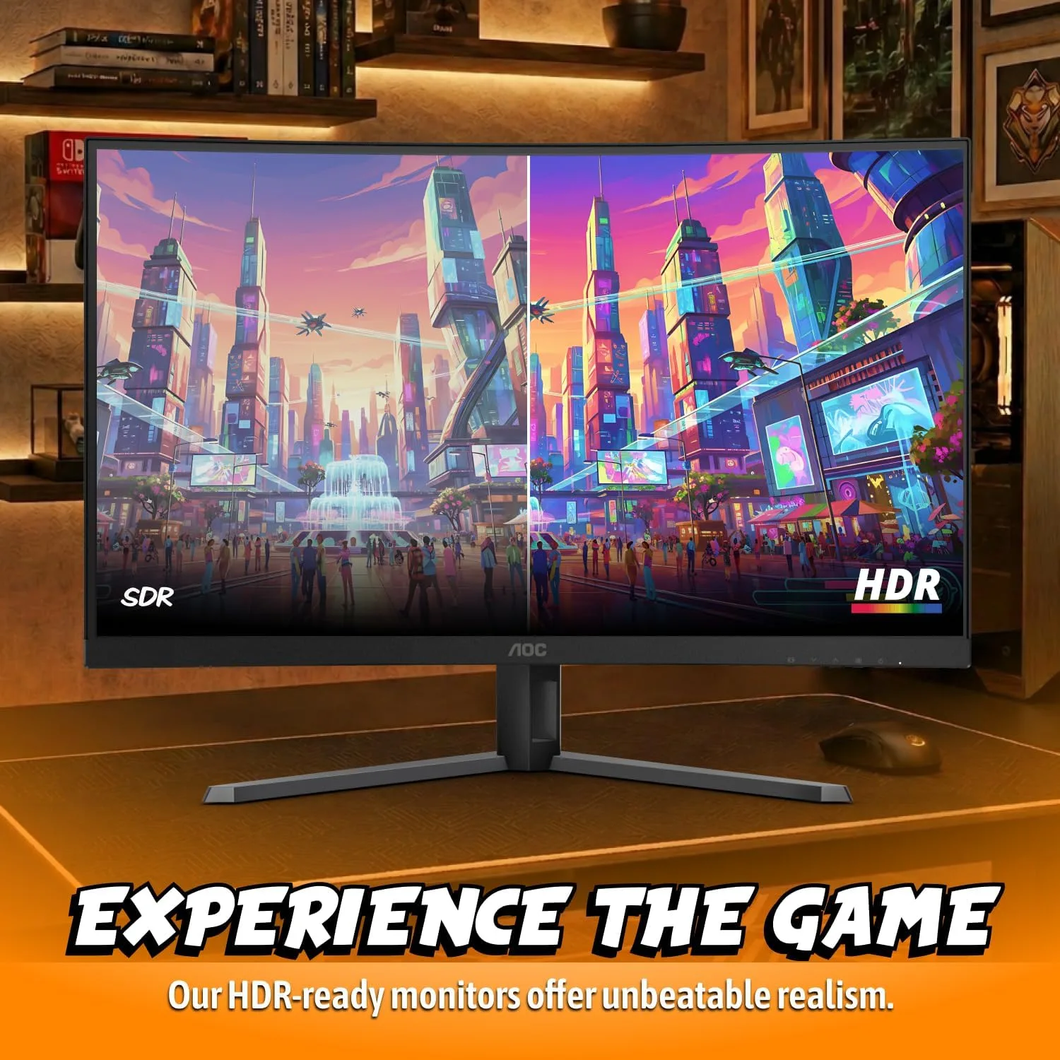 AOC 32 Inch Curved Gaming Monitor FHD 260Hz Overclocked VA 0.3ms, C32G42ZE
