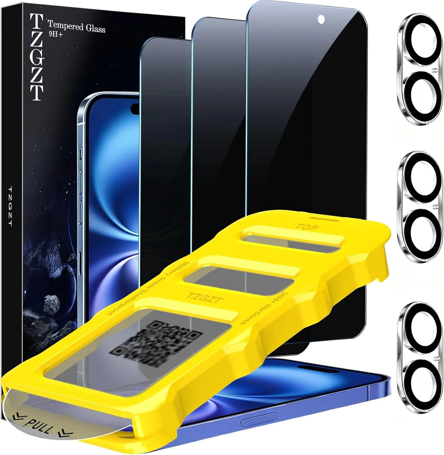 Protector de pantalla TZGZT Privacy para iPhone 16 6.1 pulgadas vidrio templado compatible con funda