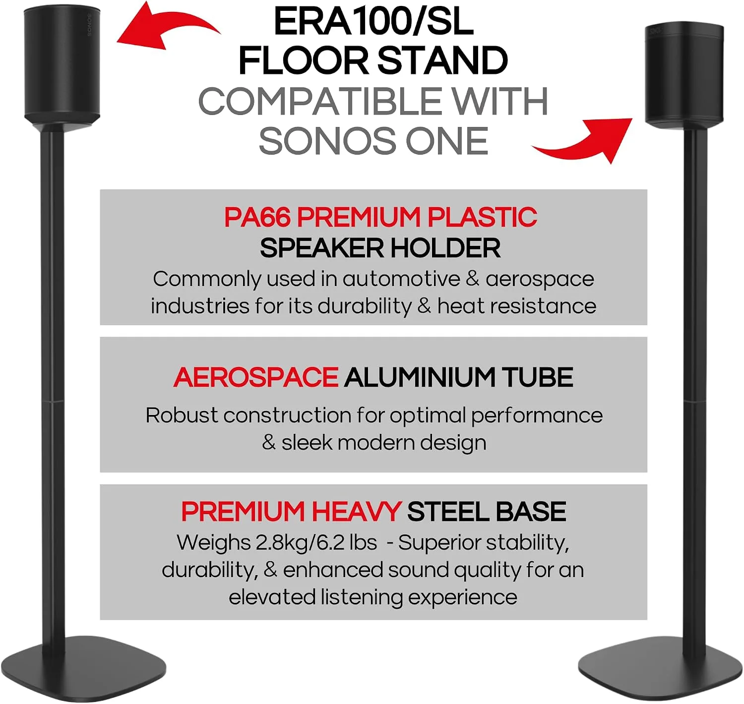 Sound bass ERA 100 Floor Stand, Twin (2pcs), Black, Double, Pair
