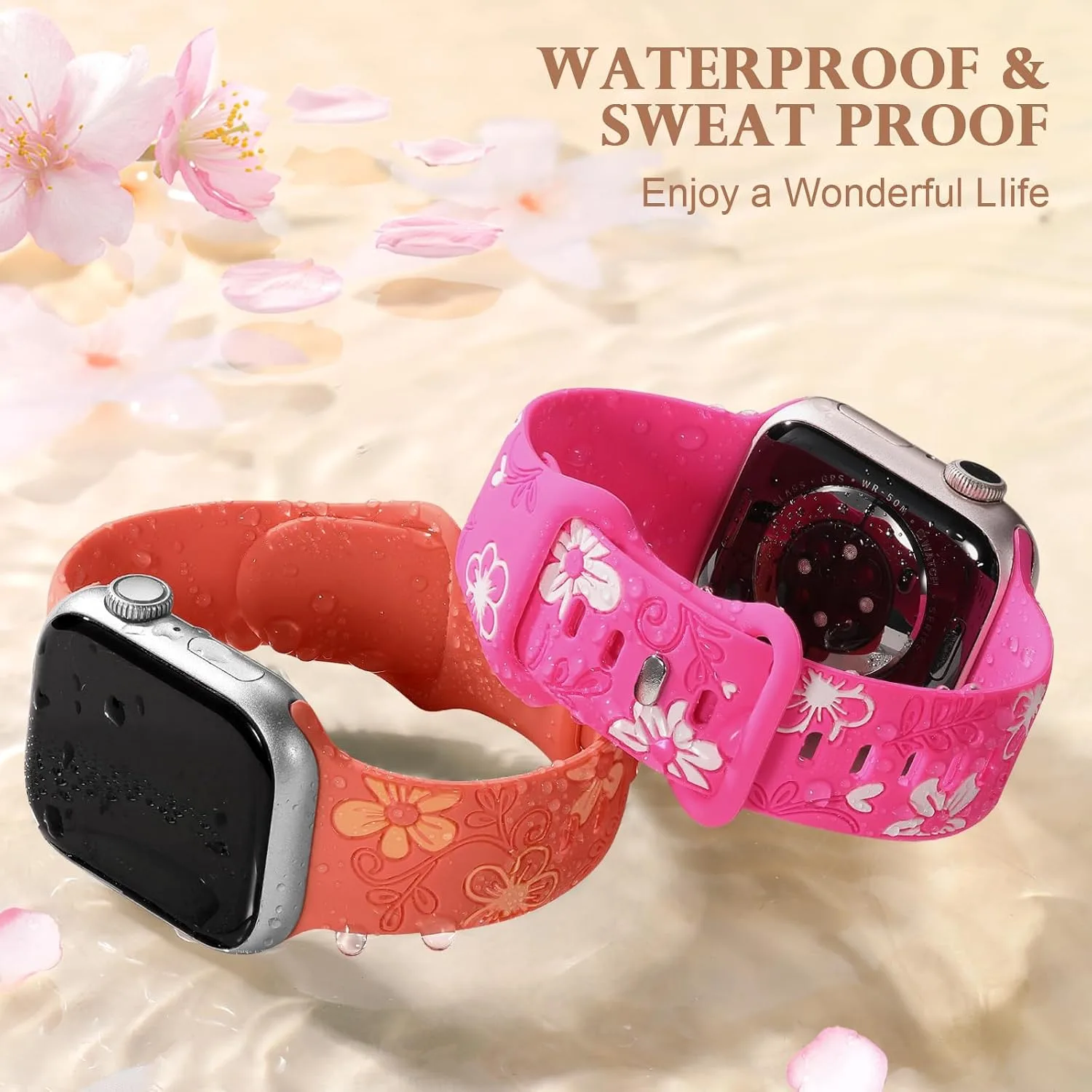 Witzon Floral Silicone Band Compatible with Apple Watch Bands For Women