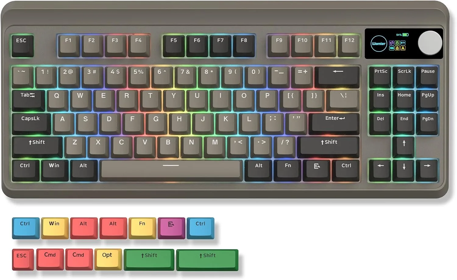 Womier Retro 75% Wireless Bluetooth Keyboard with Smart Display & Knob