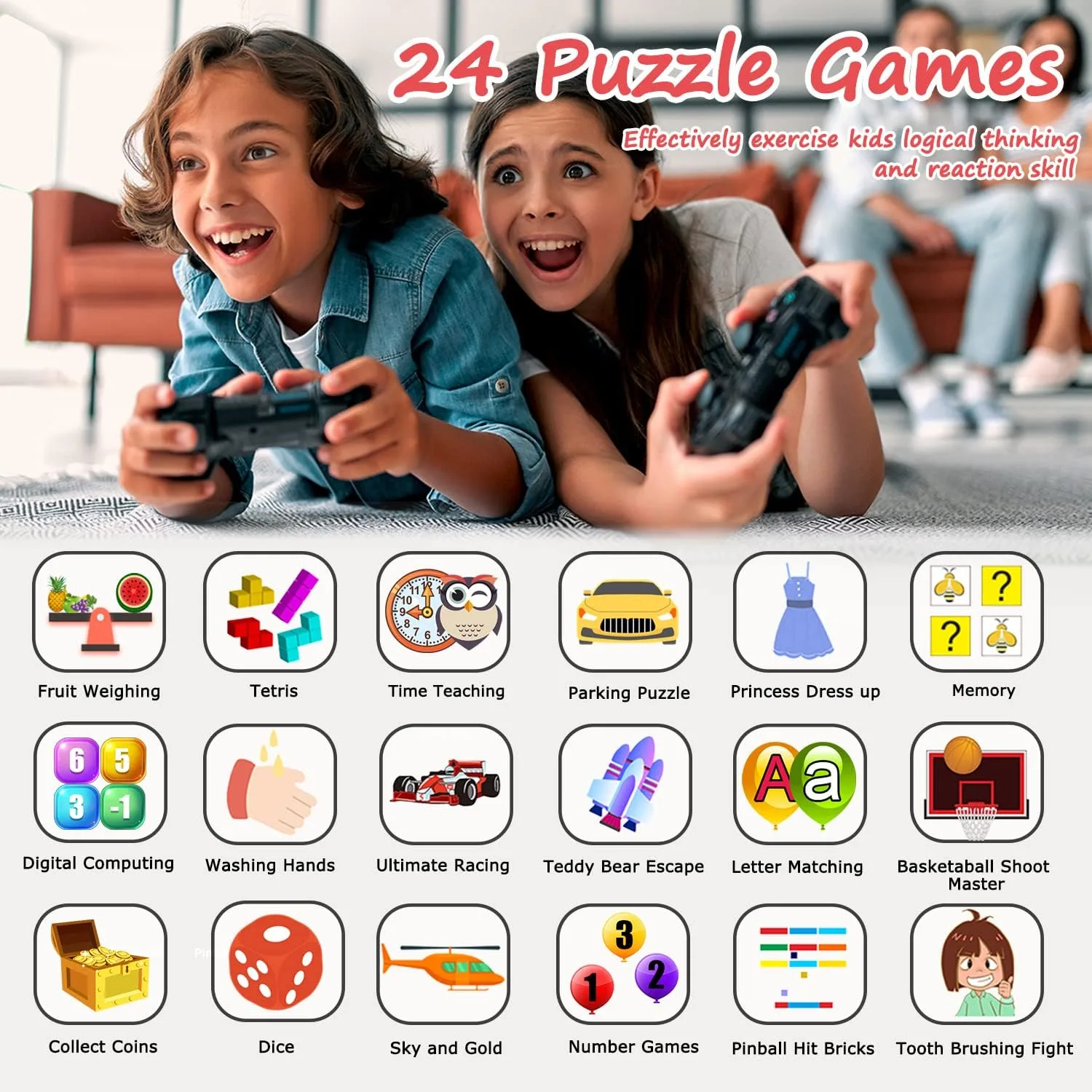 Wiszodet Smart Watch for Kids - Kids Smart Watch Girls Boys Gifts for 4-12 Years Old with 24 Games Camera Video Music Player Flashlight Alarm Clock Pedometer Birthday for Boys Girls Age 6 7 8 9