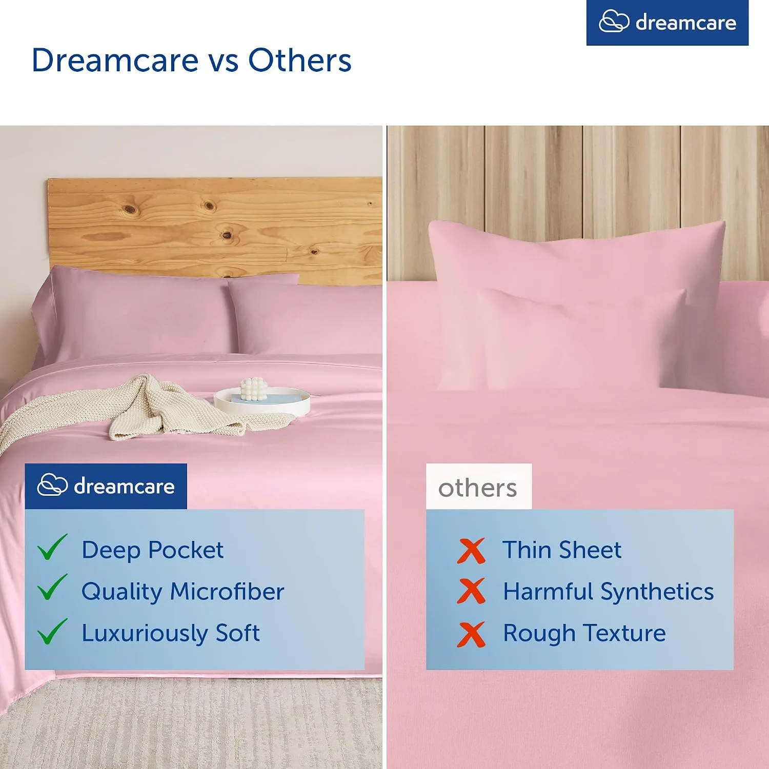 DREAMCARE King Size Sheets Set - 6 pcs Breathable Cooling Sheets King Size