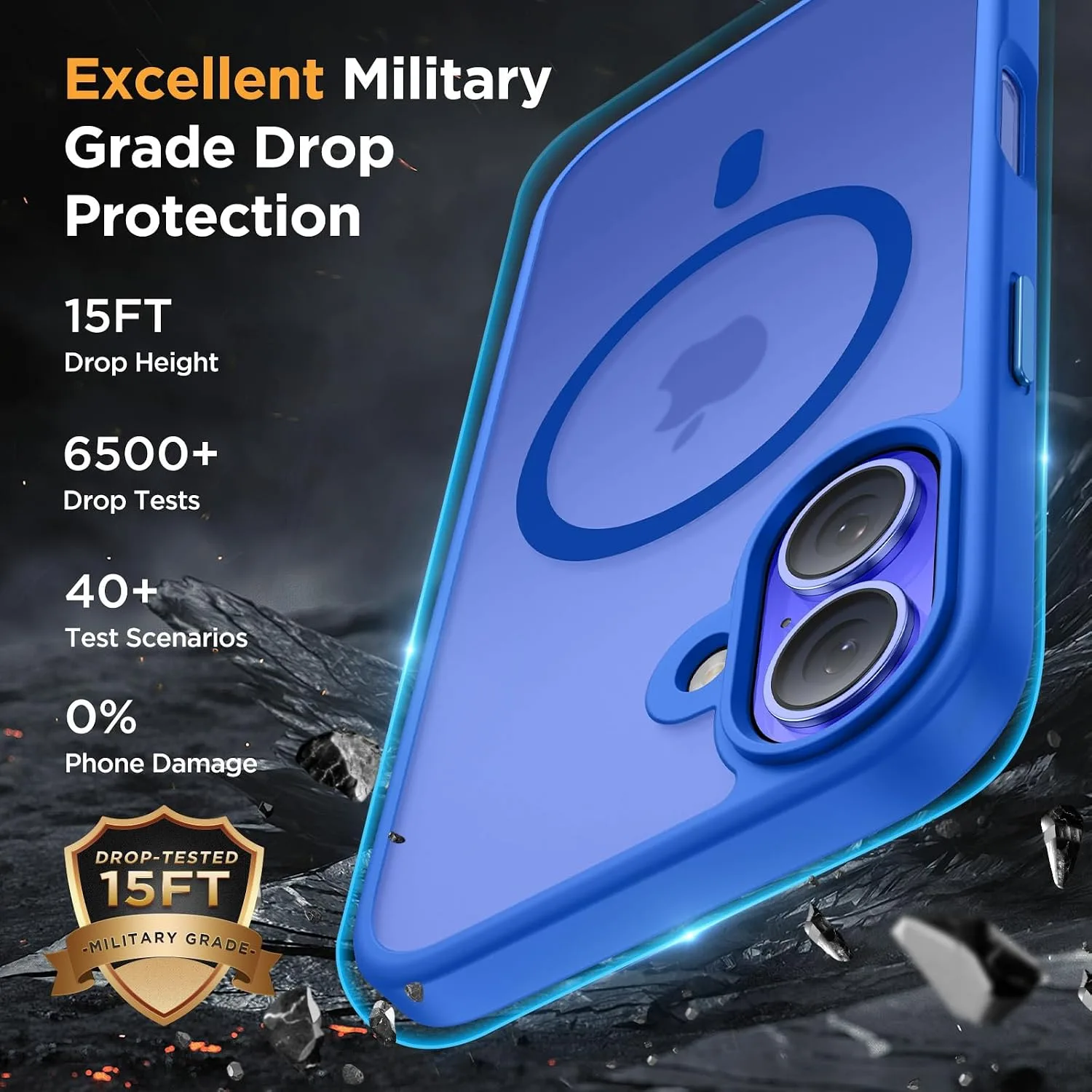 Miracase Magnetic Series for iPhone 16 Case [Compatible with MagSafe] Military-Grade Protection, Anti-Fingerprint, Slim Phone Case for iPhone 16 6.1 inch - Sea Blue