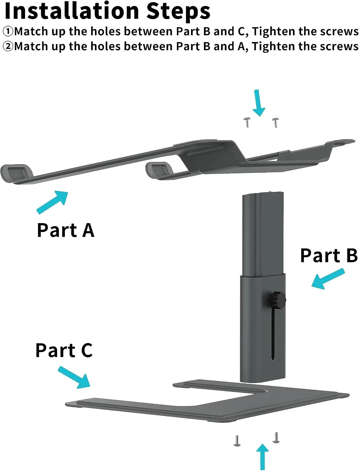 ALASHI Laptop Stand, Height Adjustable Desk Riser, 10-17.3", Gery