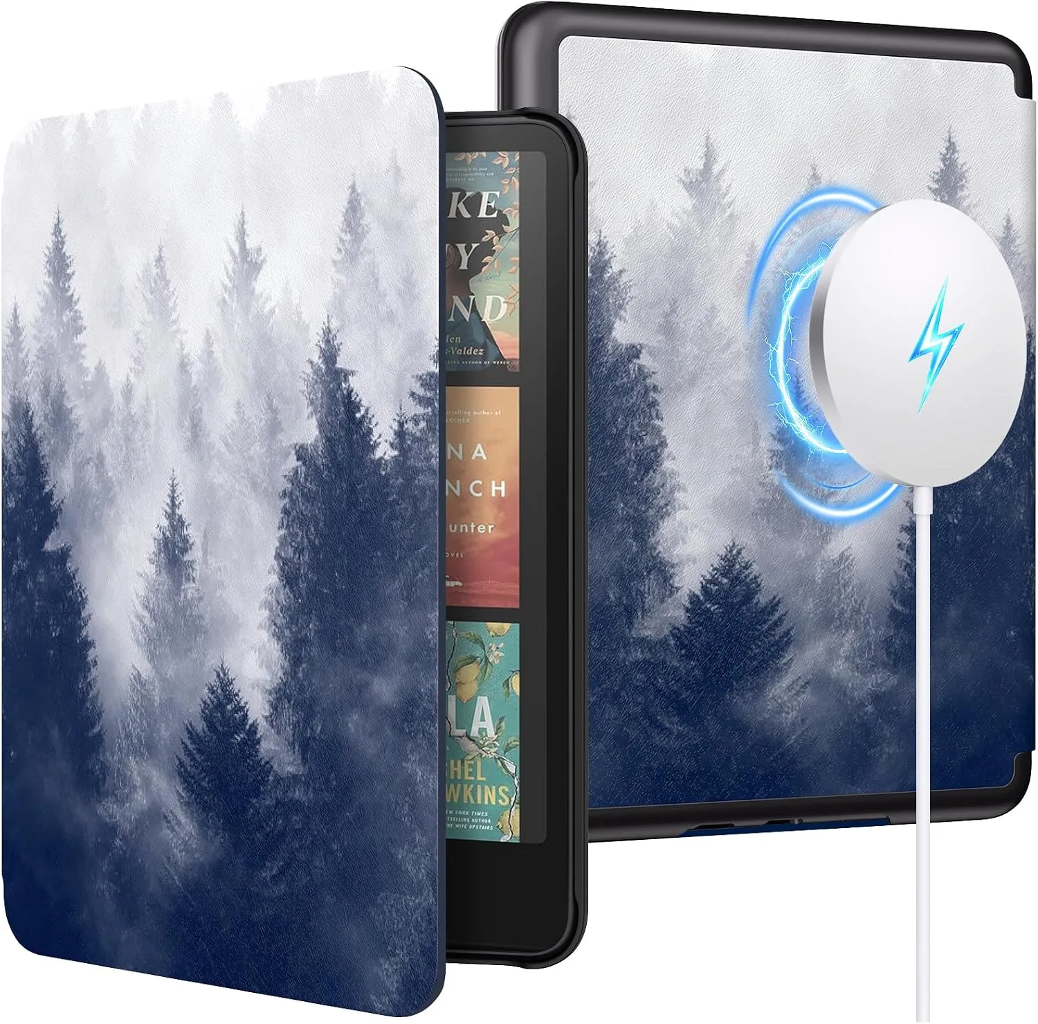 Moko Magnetic Case for 7" Kindle Paperwhite 12th Gen/Colorsoft, Gray Forest