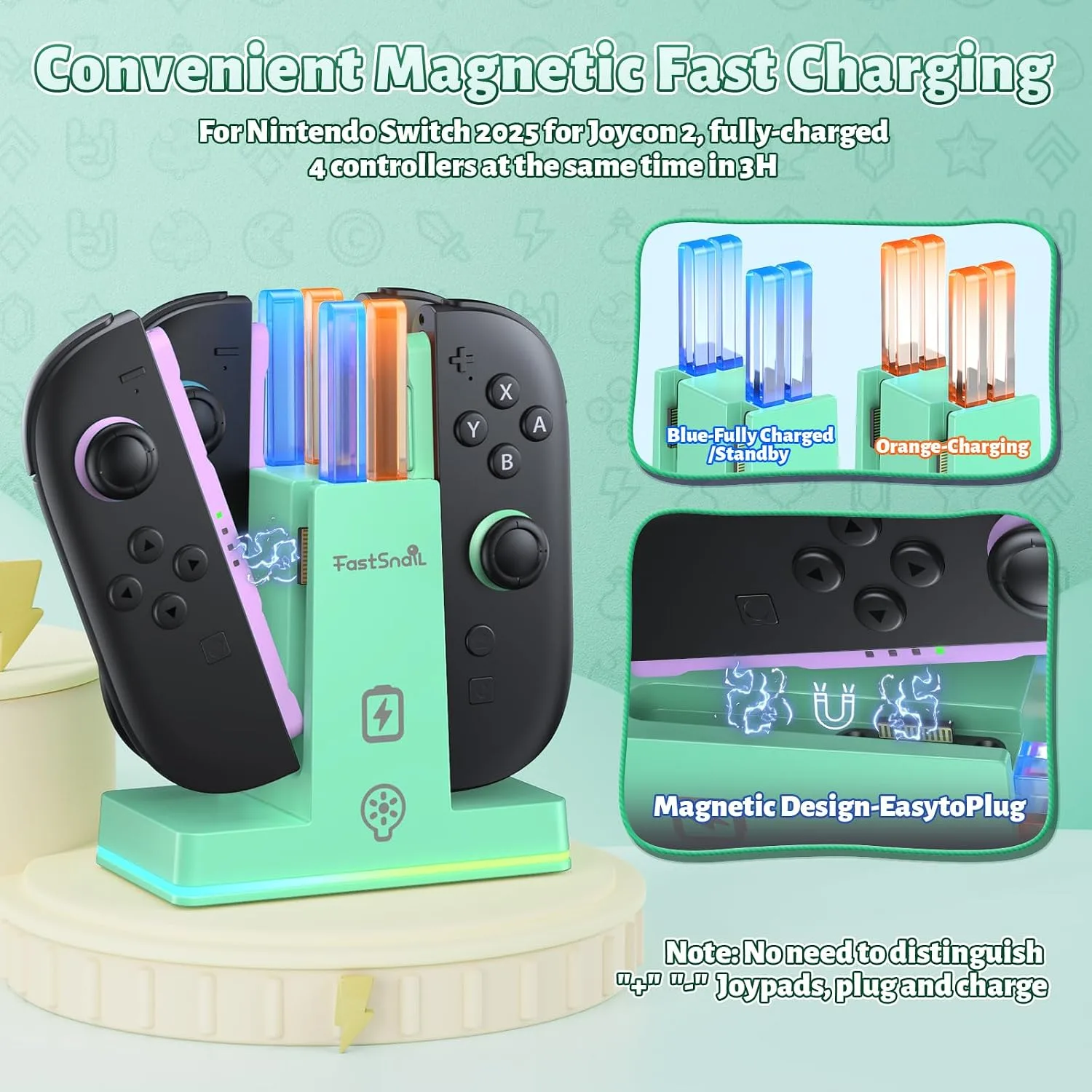 FASTSNAIL Switch 2 Controller Charger Dock for Nintendo Switch 2 for JoyCon