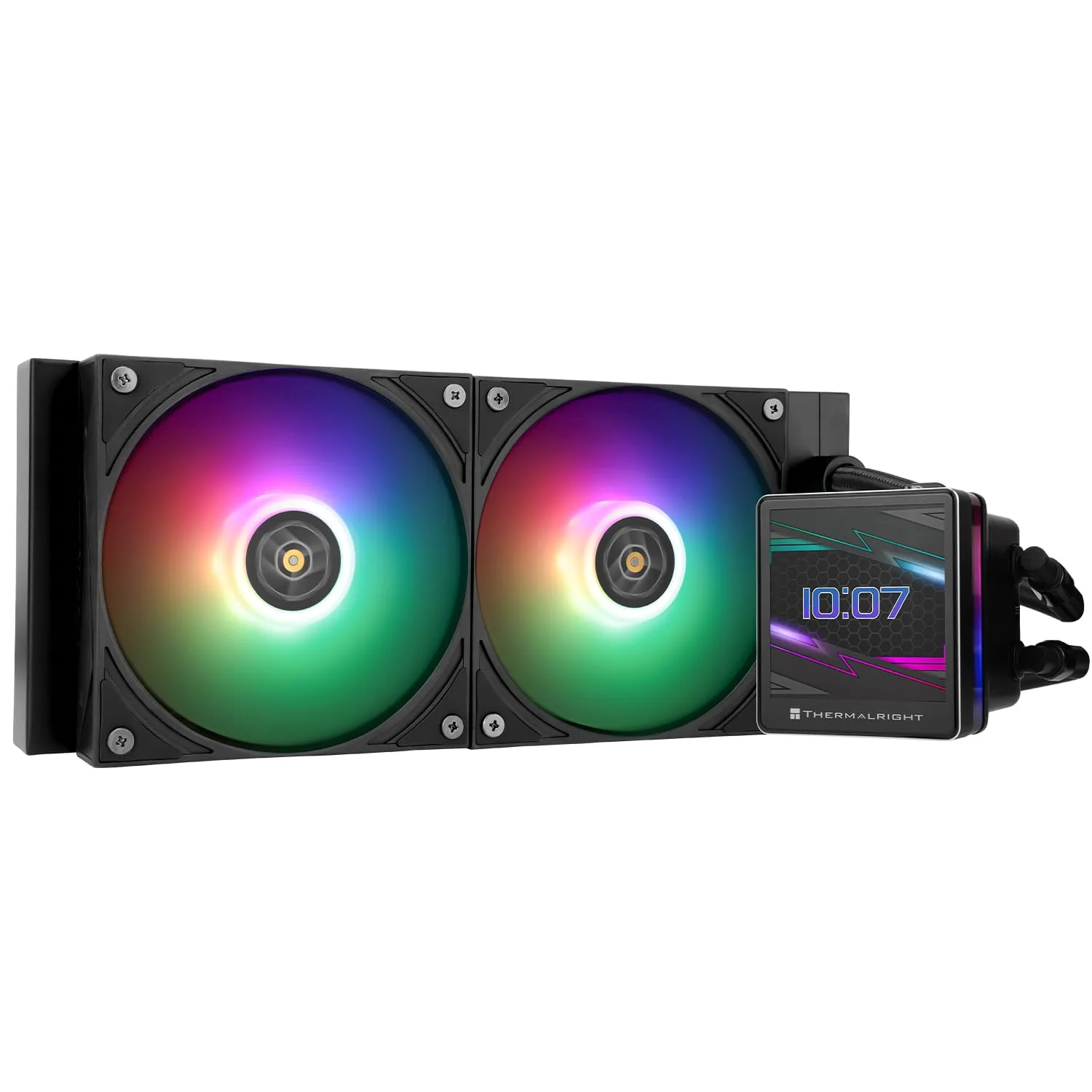 Thermalrlght Grand Vision 240 ARGB Black CPU Water Cooler,Double PWM Fans Water Cooling System,IPS LCD Screen with 480x480 Resolution,for AM4/AM5,Intel LGA1700/1851,CPU Liquid Cooler,3.4-inch Display