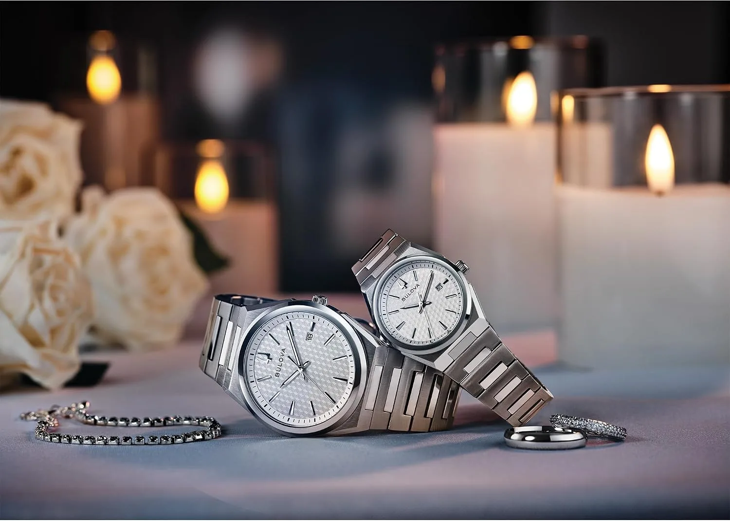 Bulova Mens Dress Classic Quartz Two Tone Stainless Steel Watch, Patterned Dial, 39mm