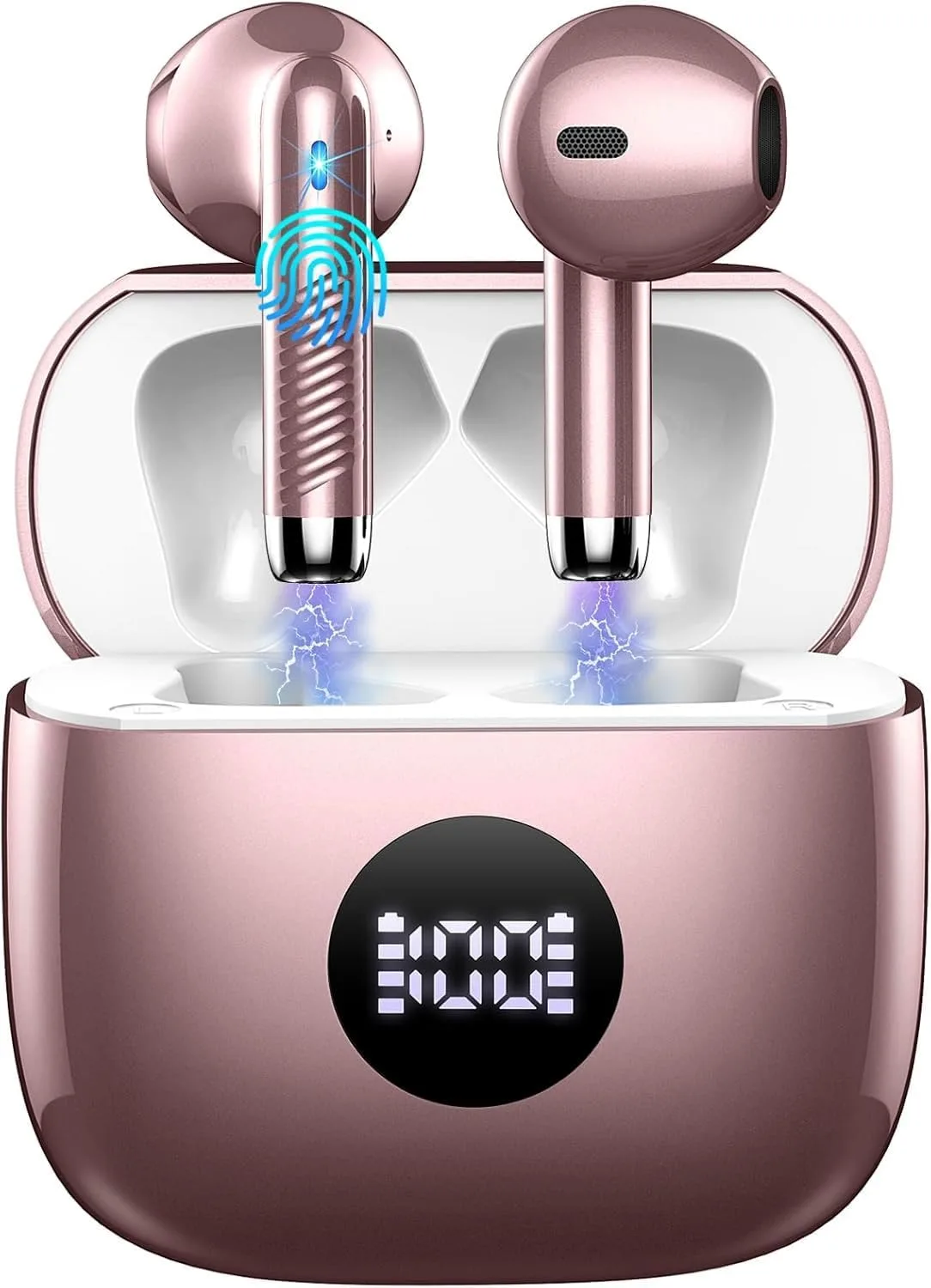 Jxrev Wireless Earbuds, Bluetooth Headphone 5.4, LED Power Display Ear Buds