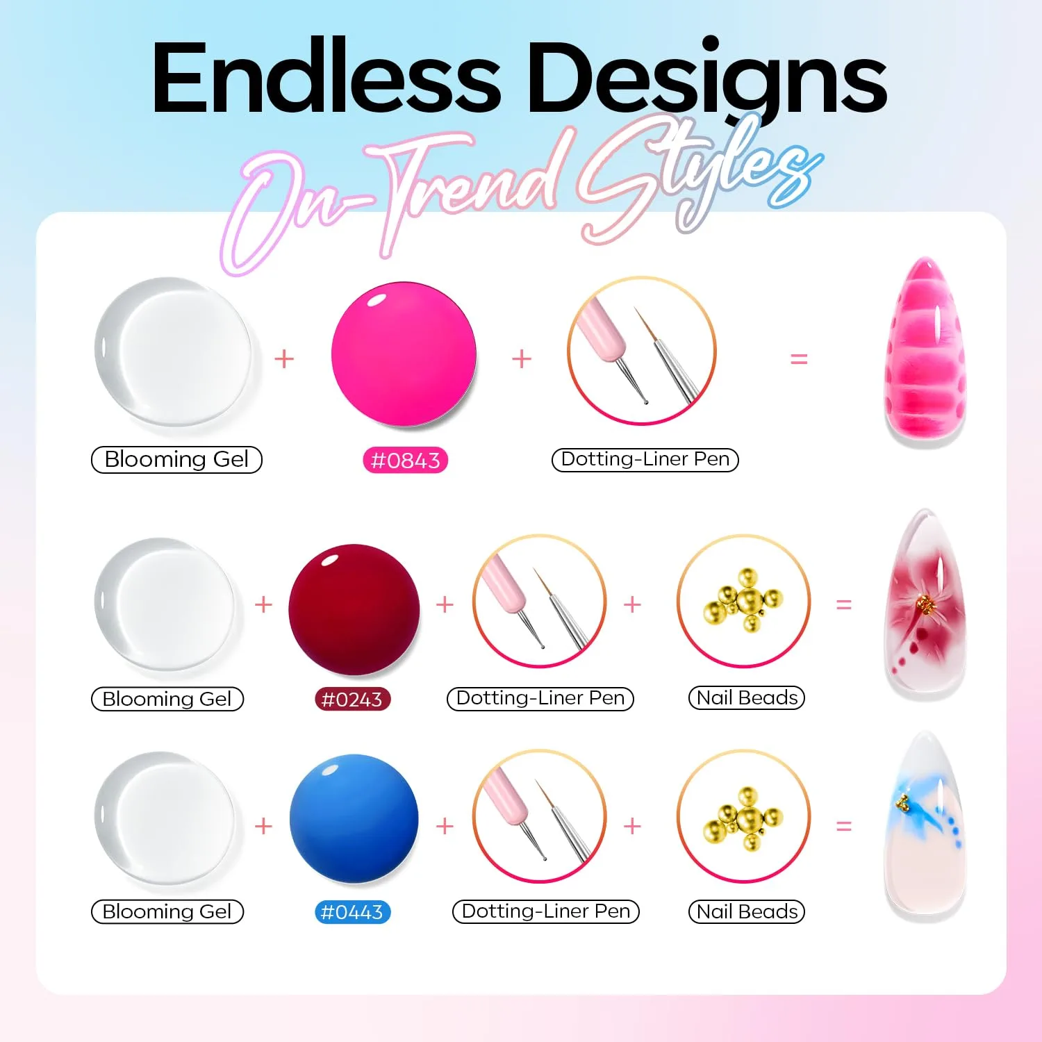 modelones Gel Nail Polish Set 6Colors Jelly Nude Burgundy Hot Pink Blue