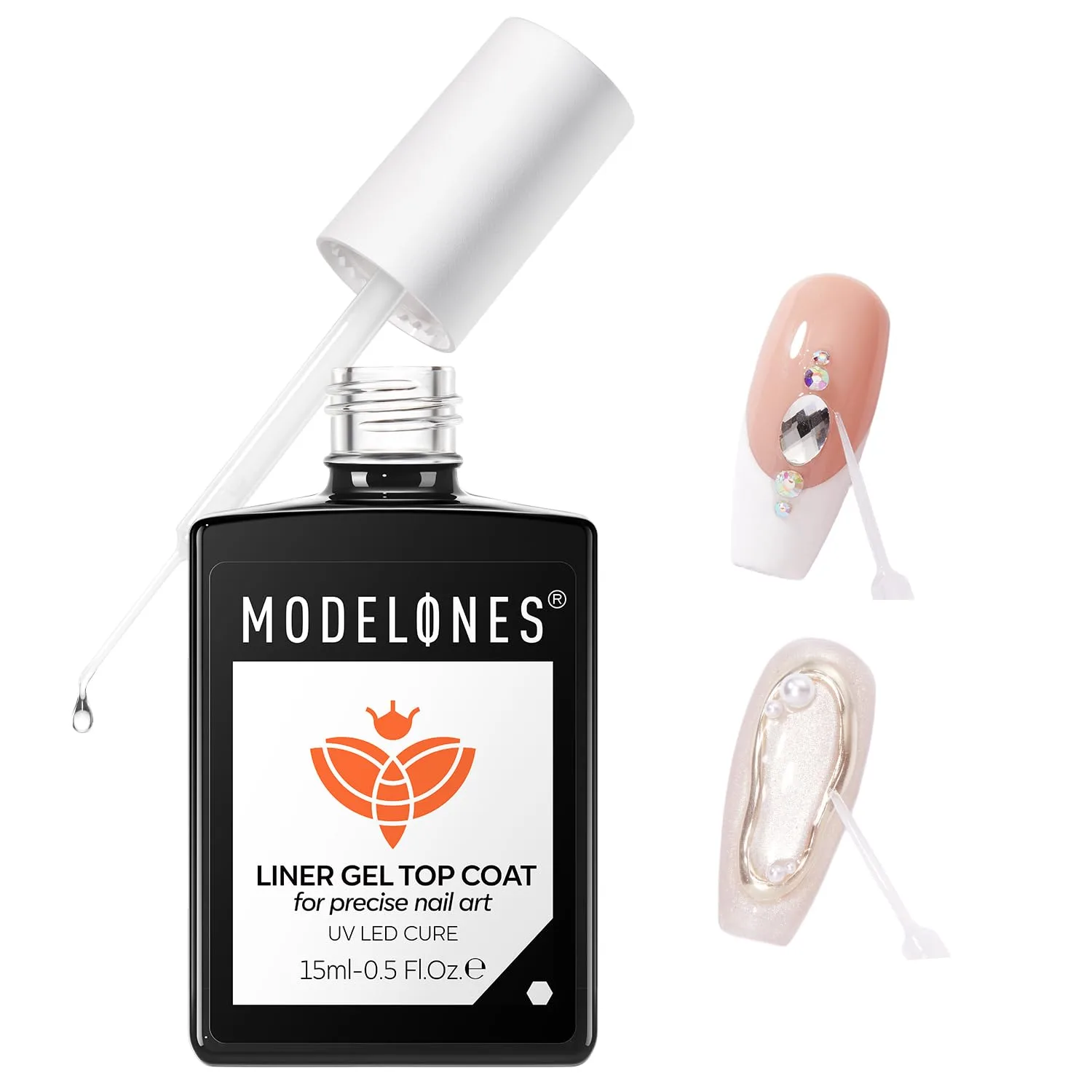 modelones Clear Liner Gel Top Coat Nail Polish for Fine Designs, No Wipe