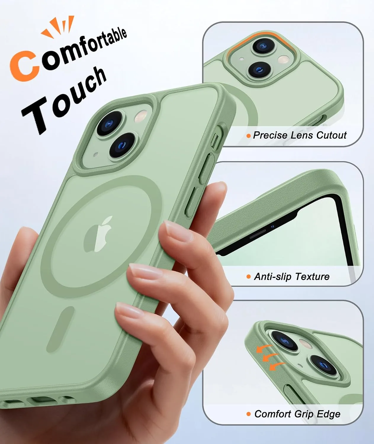 FNTCASE for iPhone 13 Mini/iPhone 12 Mini Case Fit for MagSafe Light Green