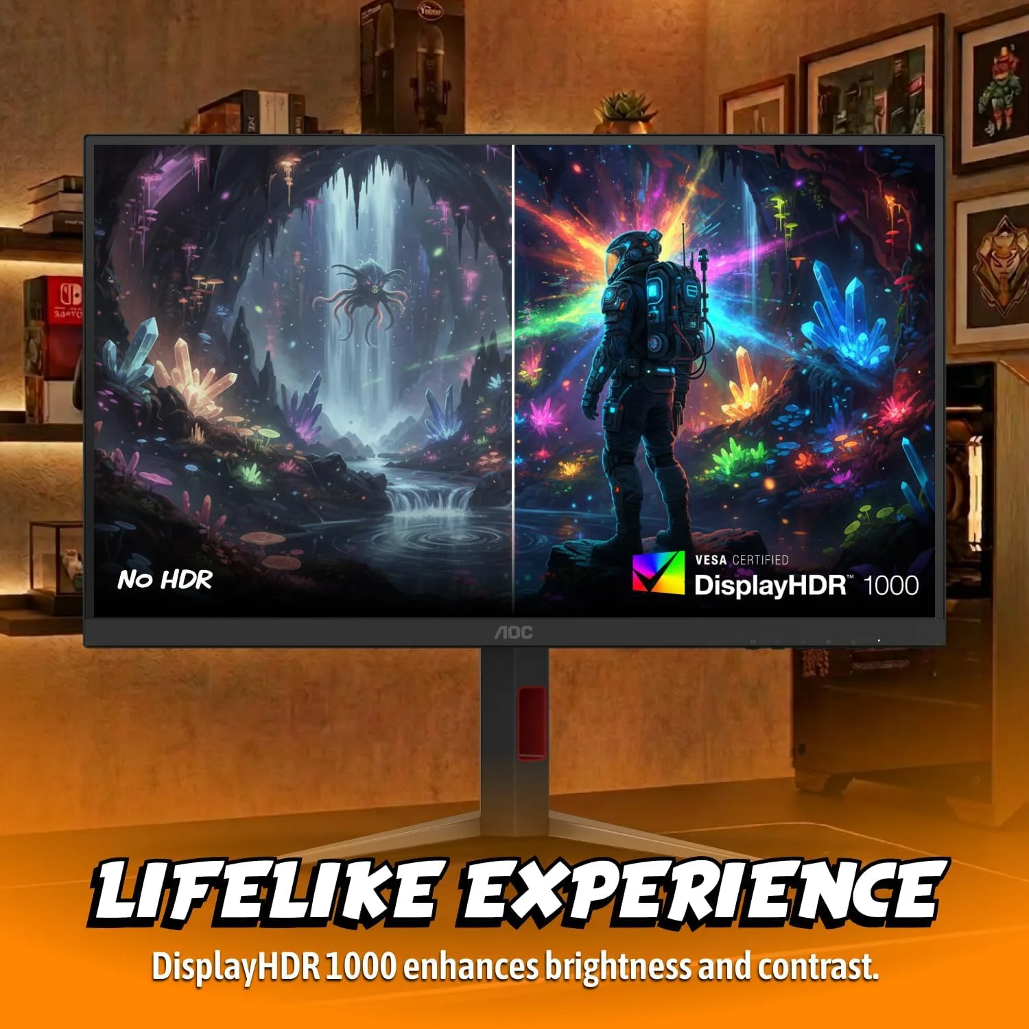 AOC 27 Inch Gaming Monitor QHD 300Hz Mini-LED HDR1000, Q27G4SMN