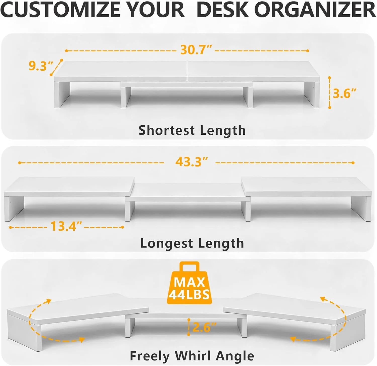 TAVR Dual Monitor Stand Riser, Wooden Computer Monitor Stand for 2 Monitors
