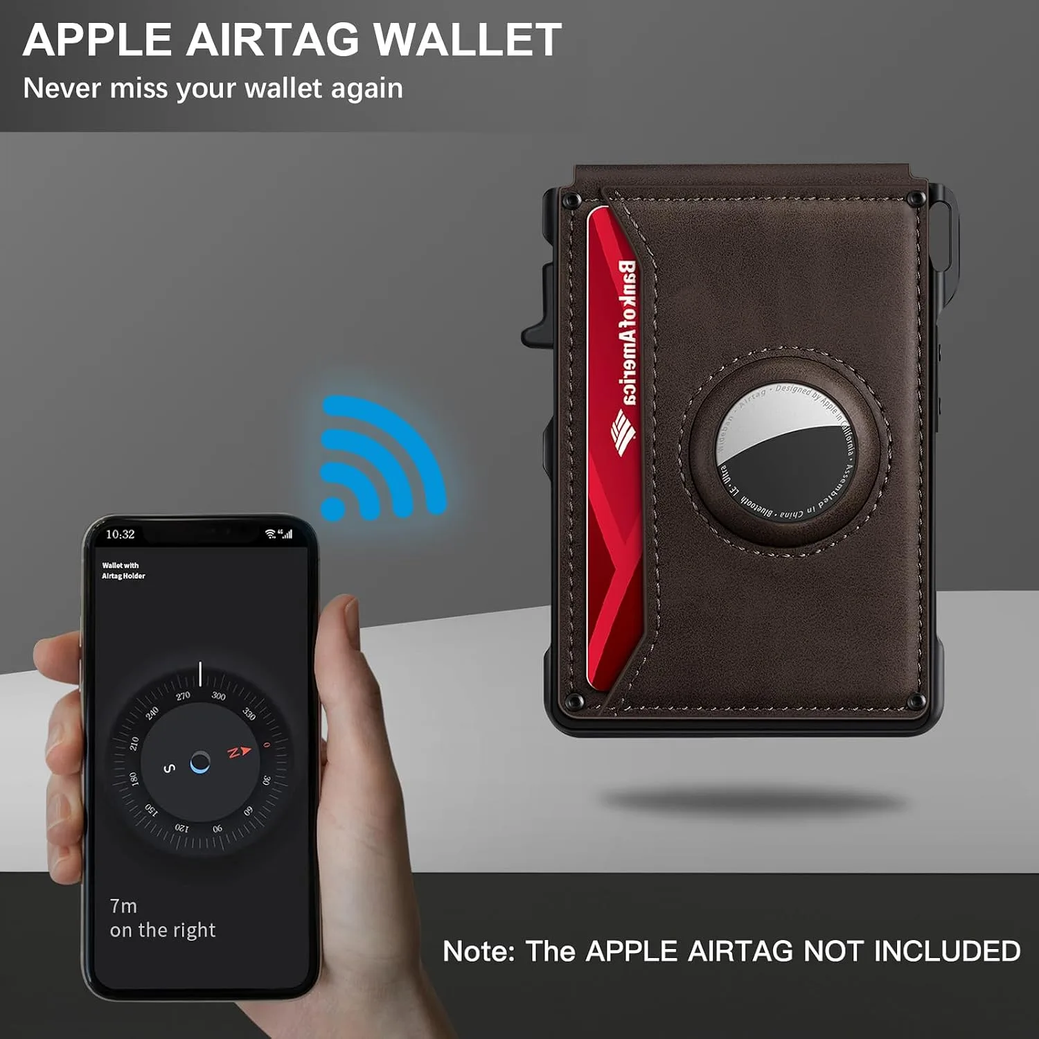 Airtag Wallet for Men Smart Wallet for Air Tag RFID Blocking Minimalist