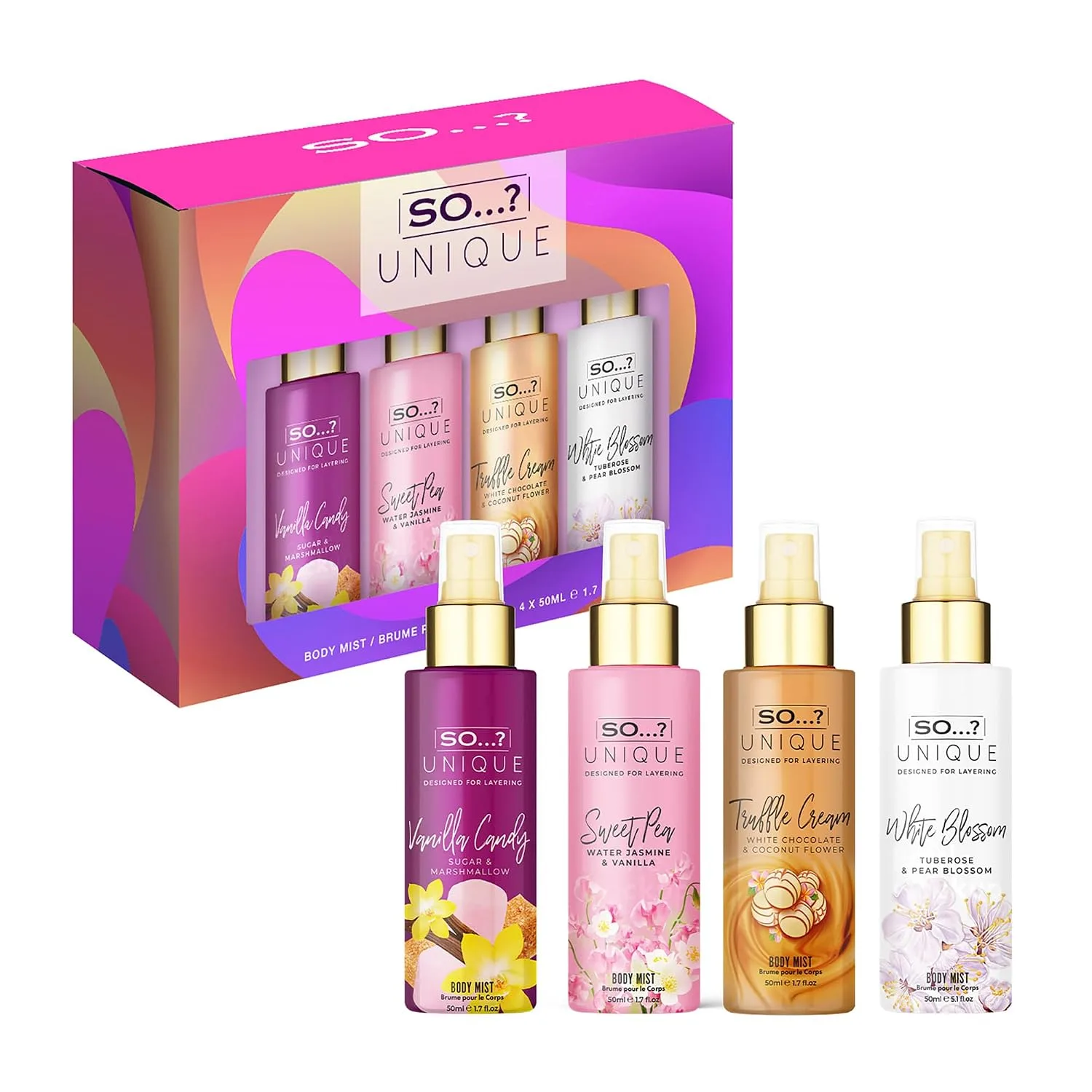 So...?…? Unique Body Mist Set, 4 pcs