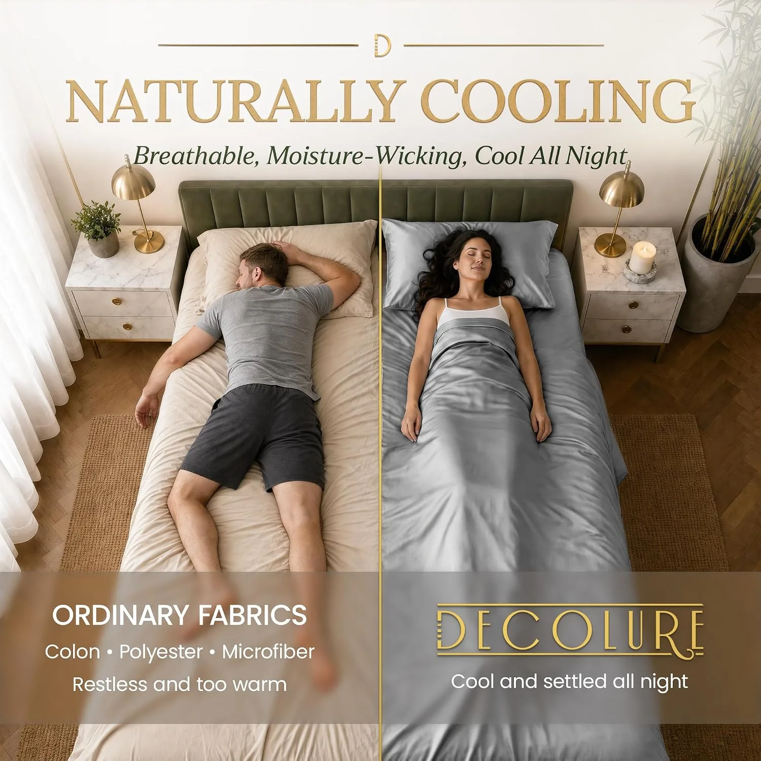 DECOLURE 100% Viscose from Bamboo Sheets King Size | 6 Pc Cooling Bed Set