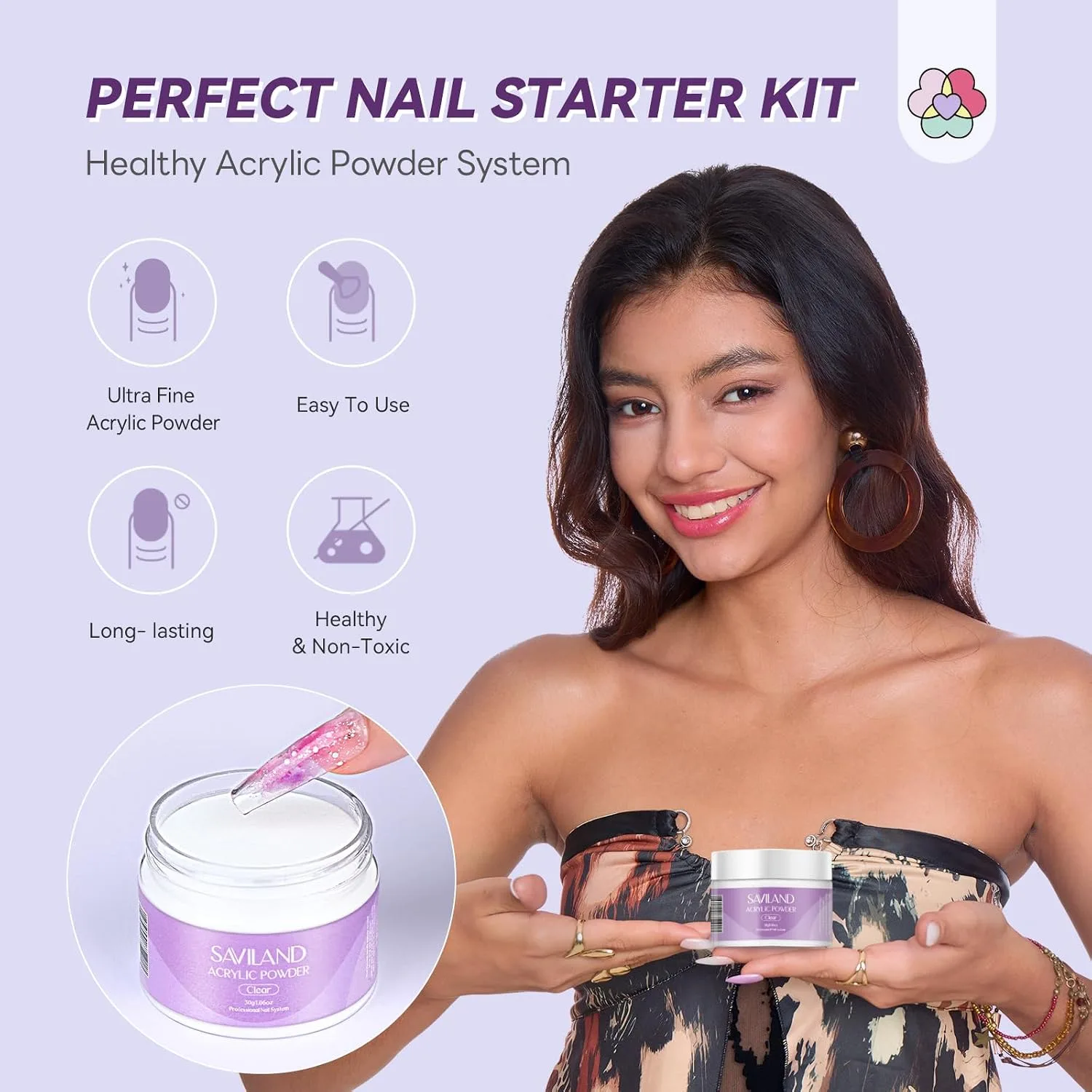 SAVILAND Acrylic Nail Kit for Beginners with Everything, Home Practice Set